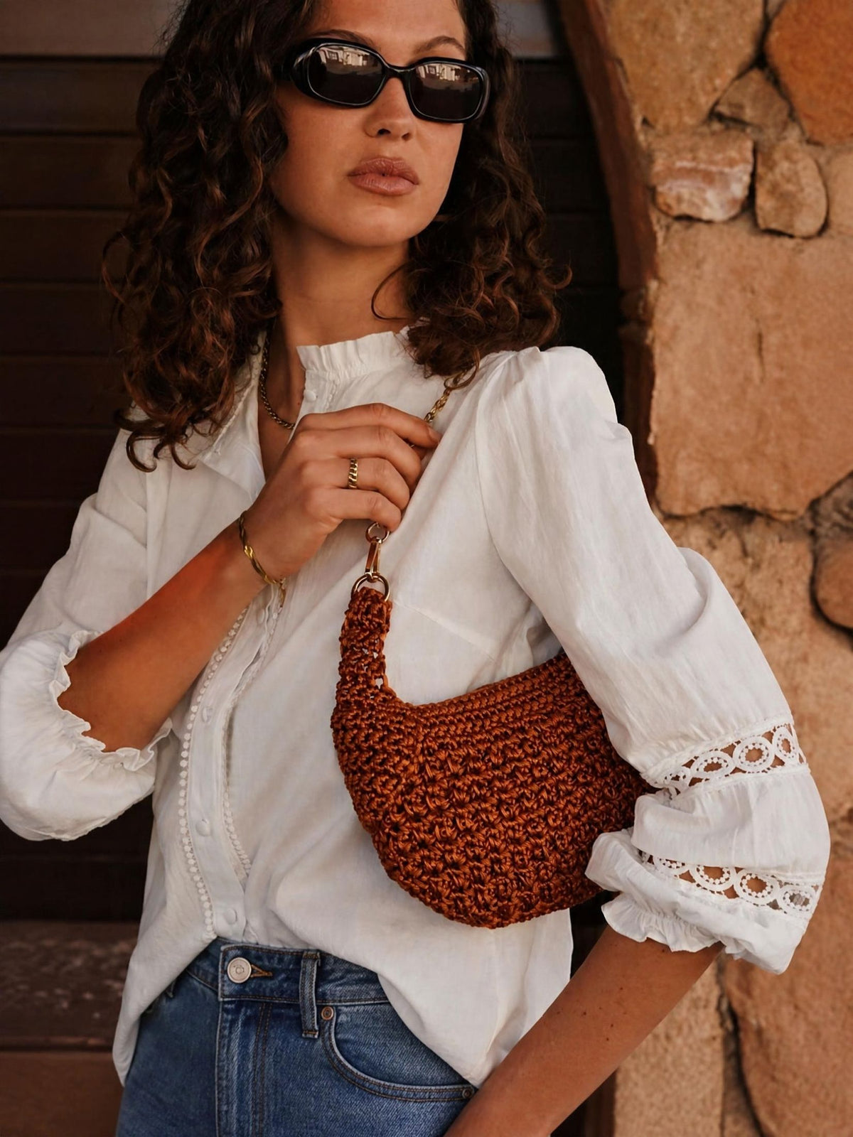 CAMISA MANGAS BORDADOS CALADOS - BLANCA