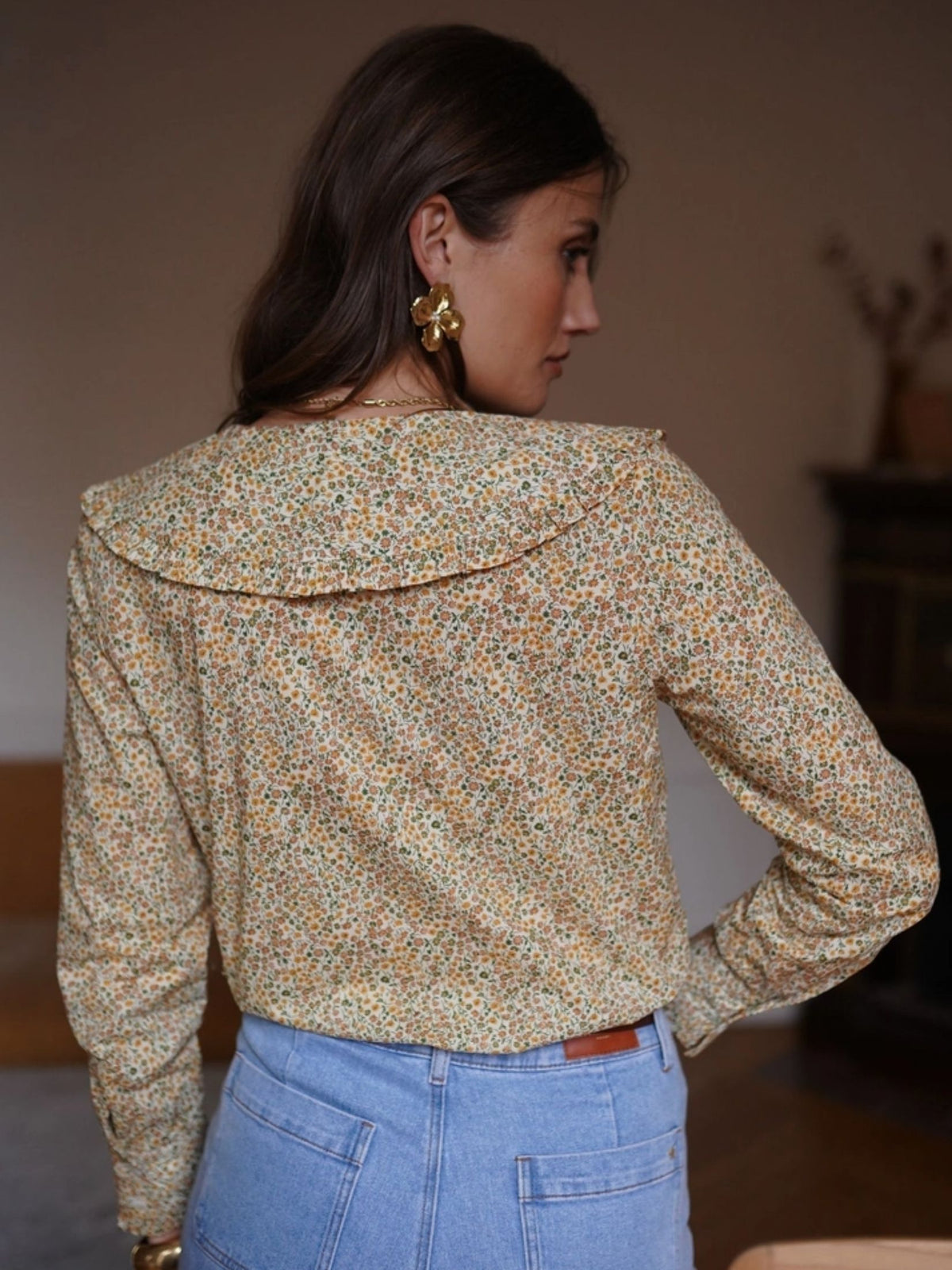 CAMISA FLORES LIBERTY BABERO - MANTEQUILLA
