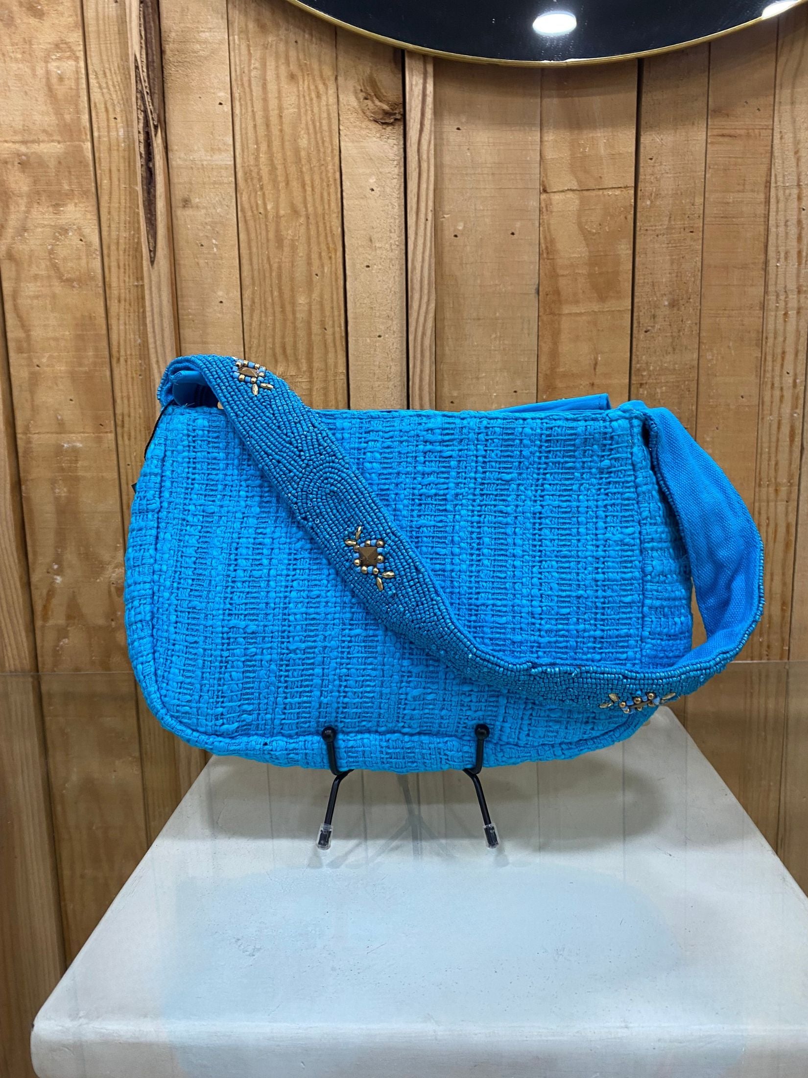 Bolso Pedrería - Turquesa y Dorado