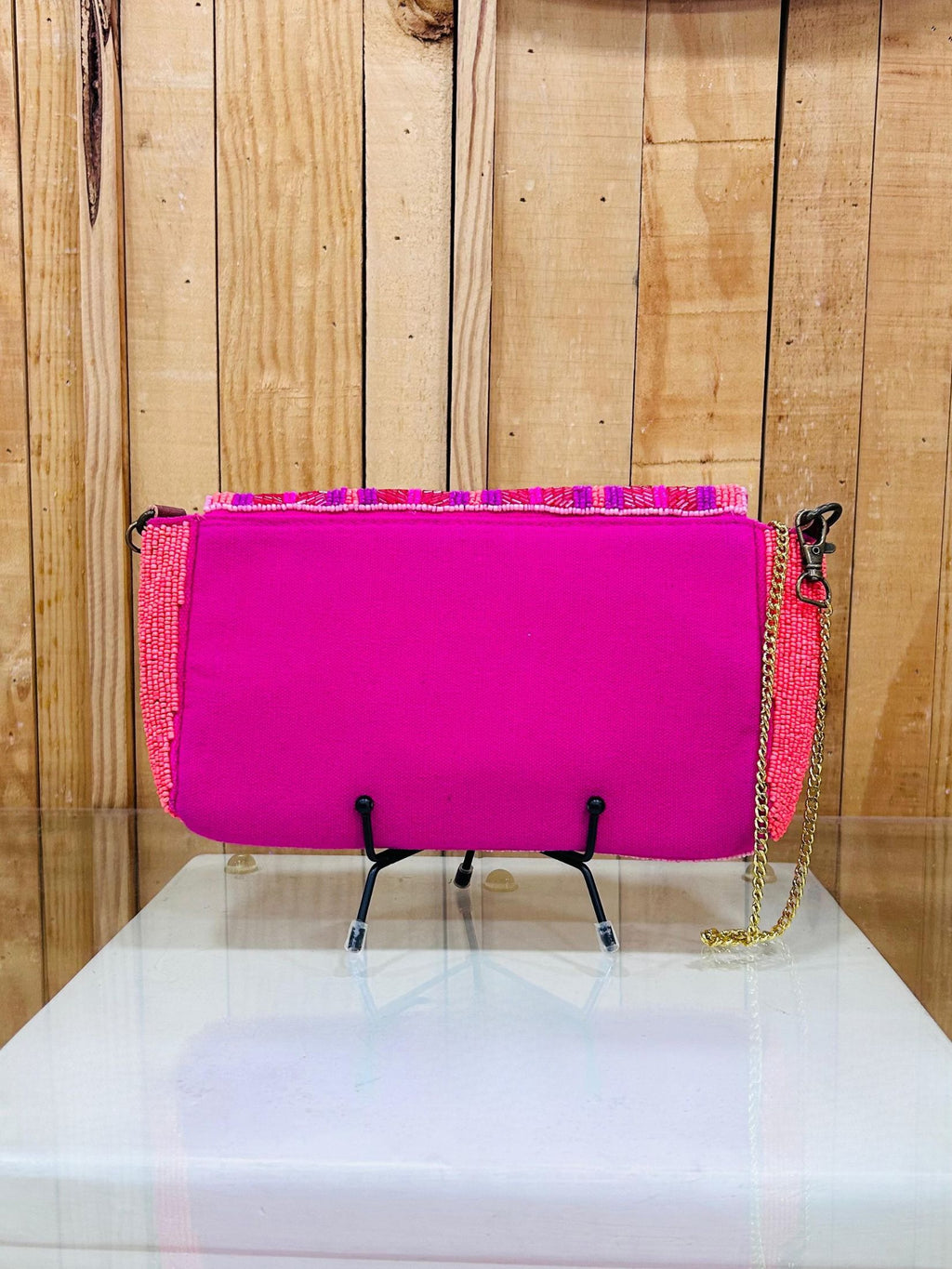 Bolso Clutch Pedreria - Fucsia Rosa Dorado
