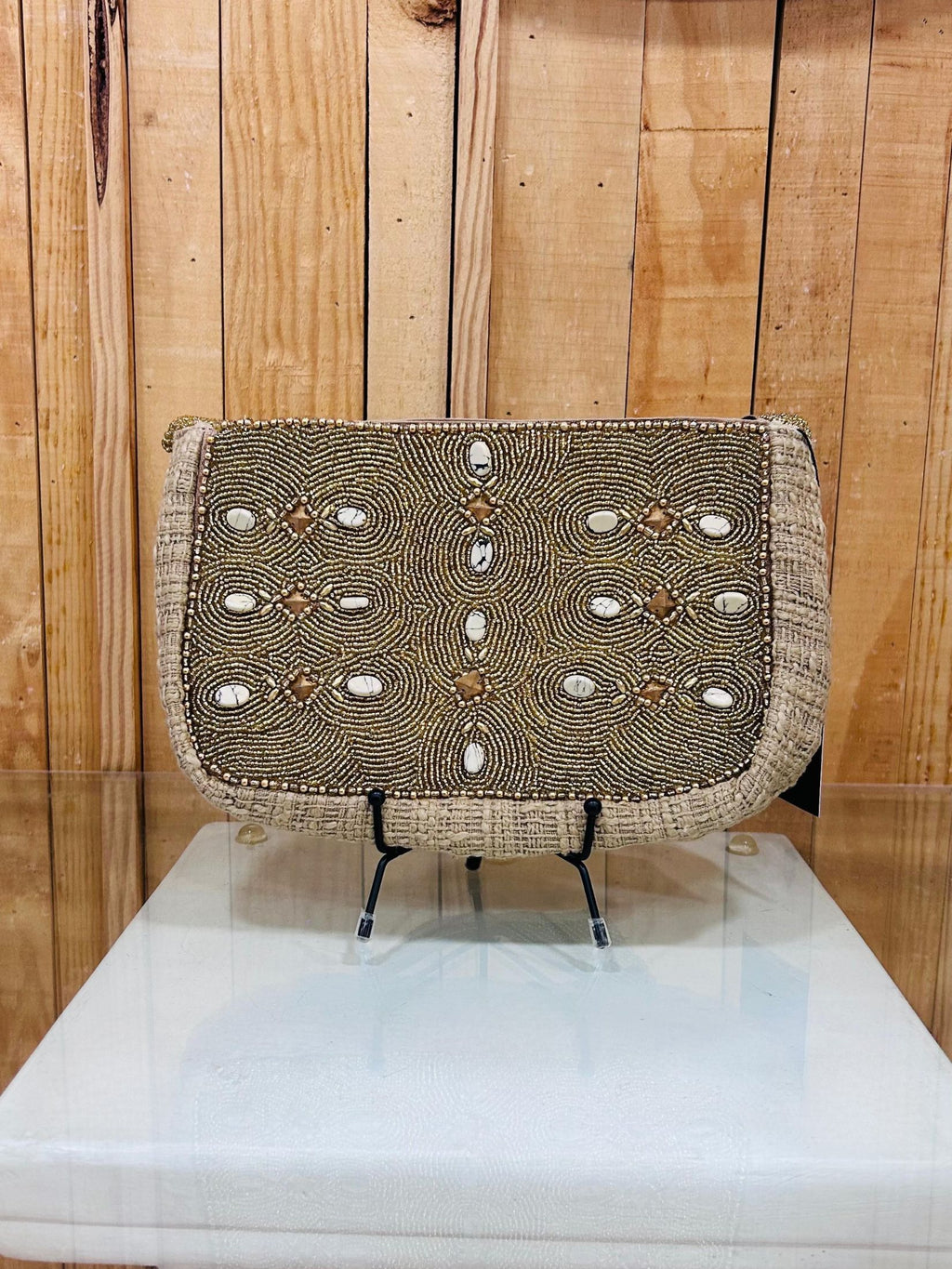 Bolso Pedrería - Camel y Dorado