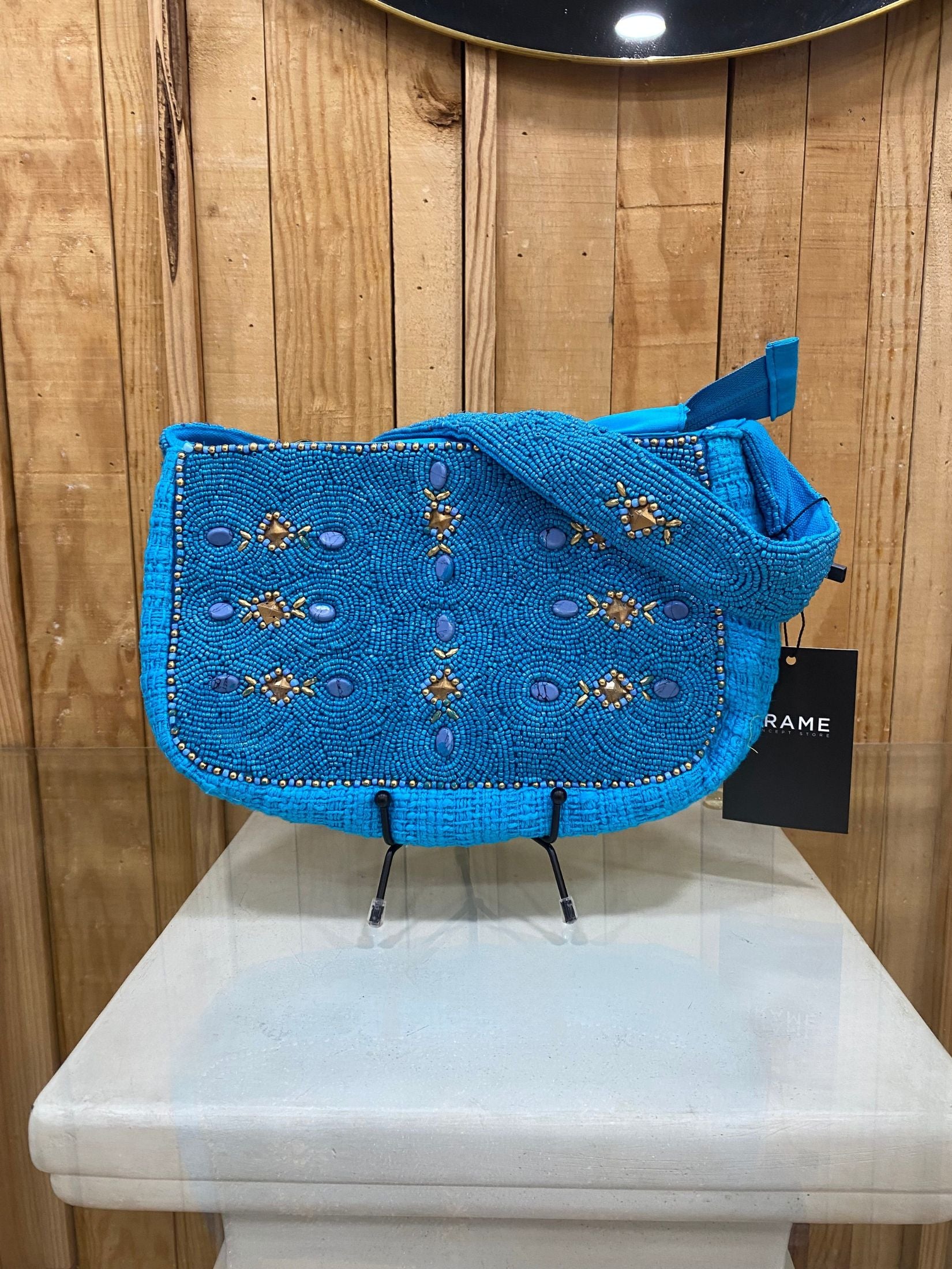 Bolso Pedrería - Turquesa y Dorado