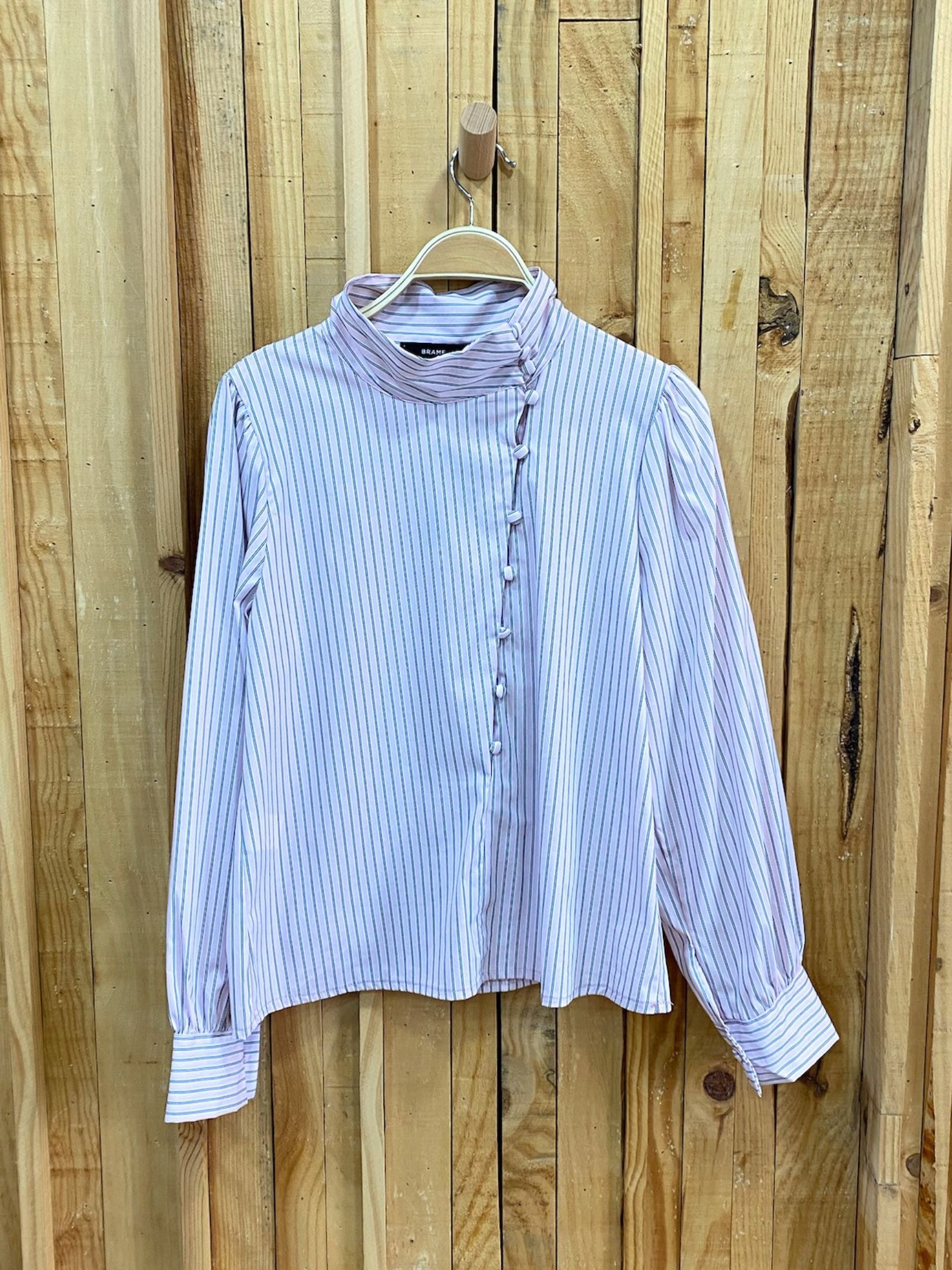 Camisa Rayas Botones Cruzados - Rosa