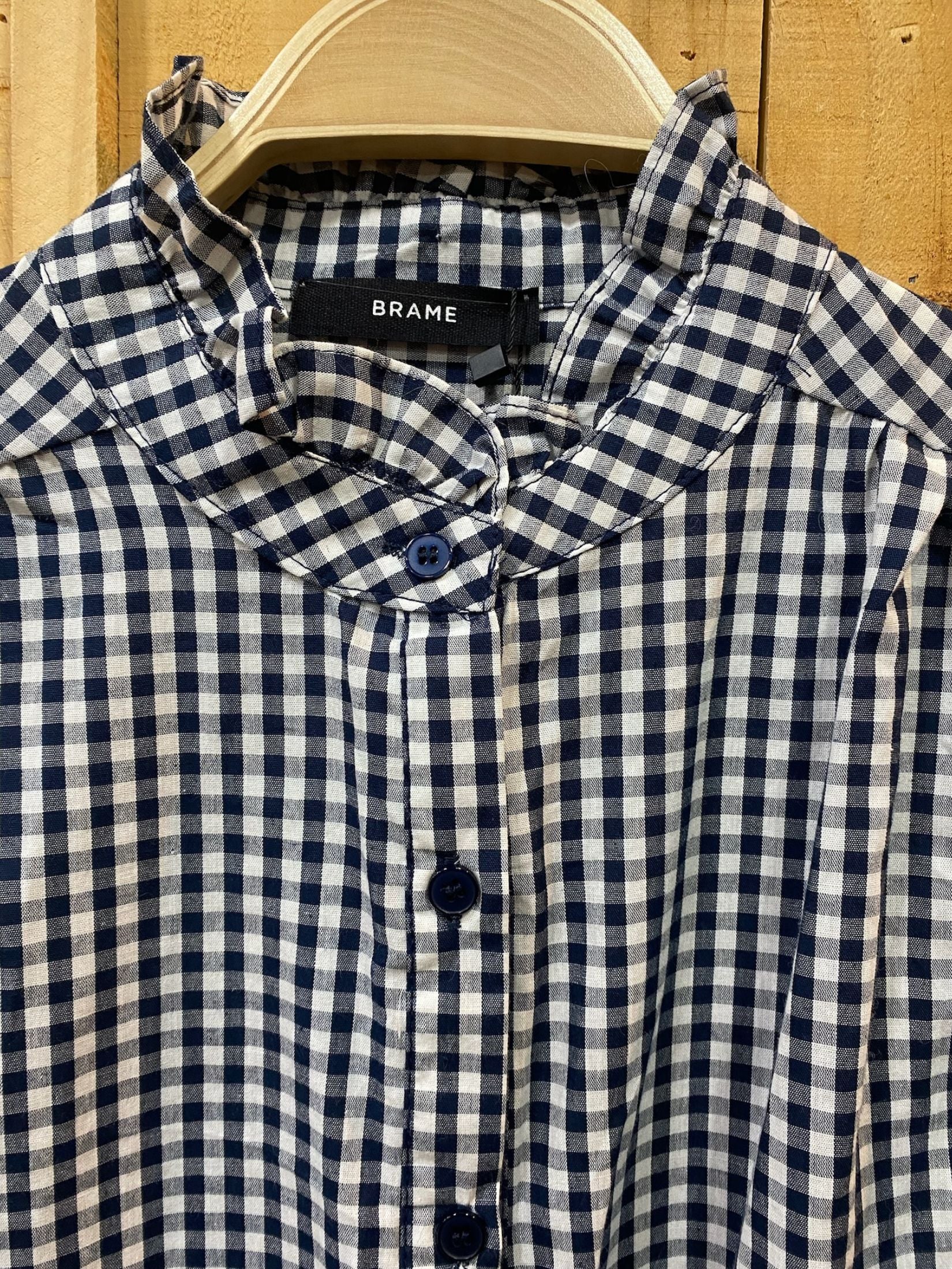 Camisa Vichy Mangas Bordada - Azul