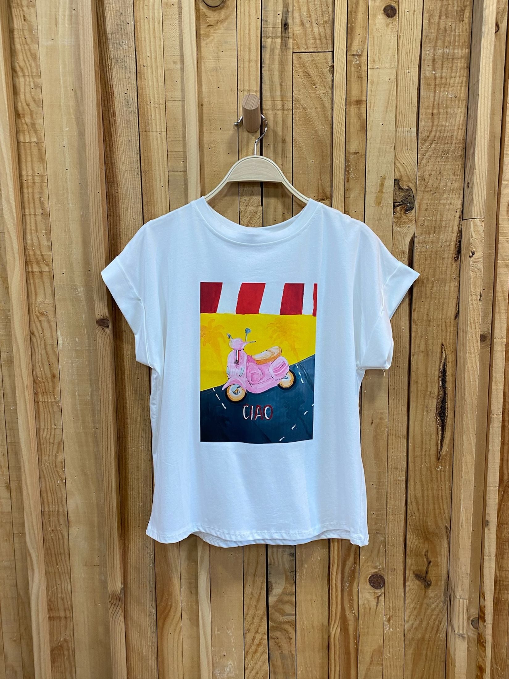 Camiseta Estampada Vespa - Blanca