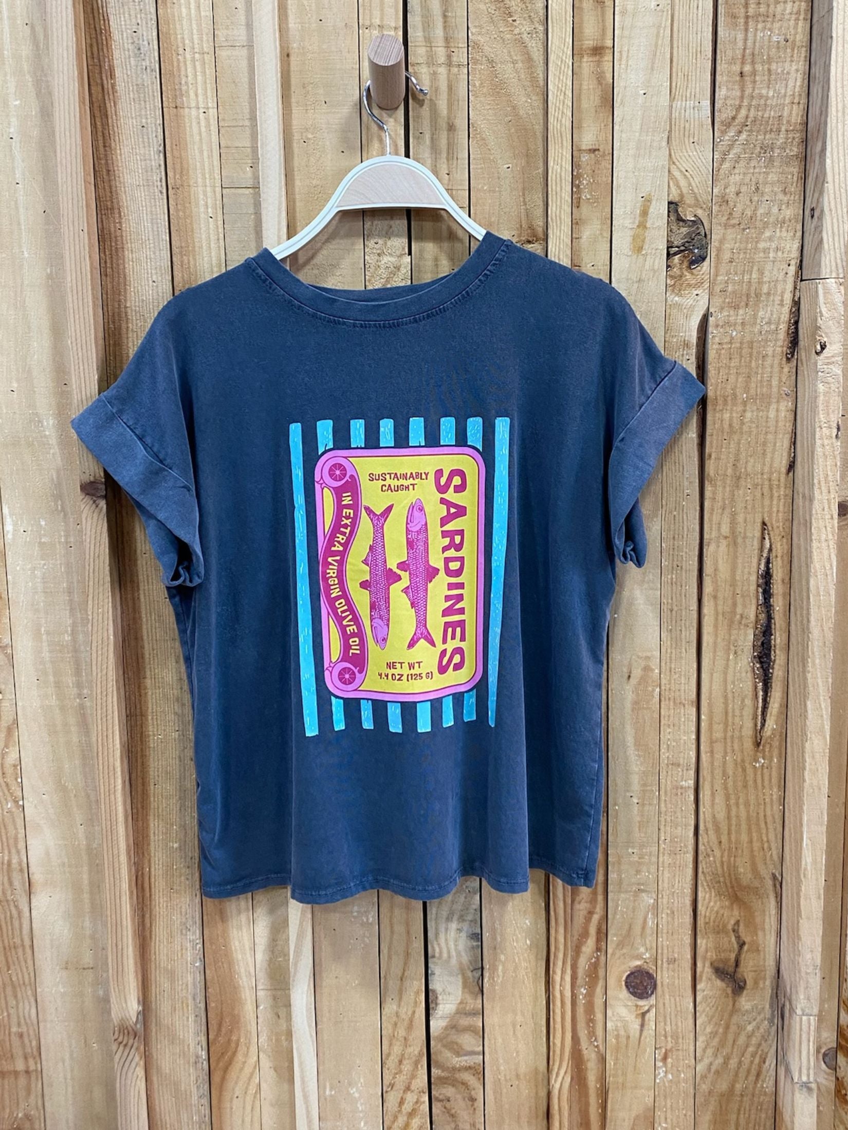 Camiseta Estampada Sardinas - Gris