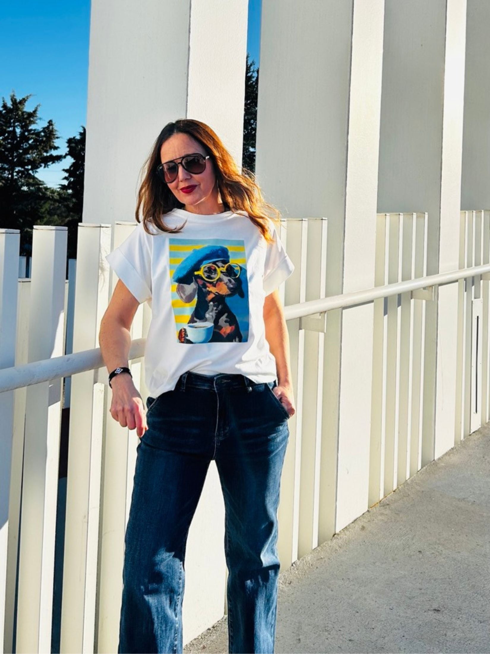 Camiseta Estampada Perro St. Tropez - Blanca