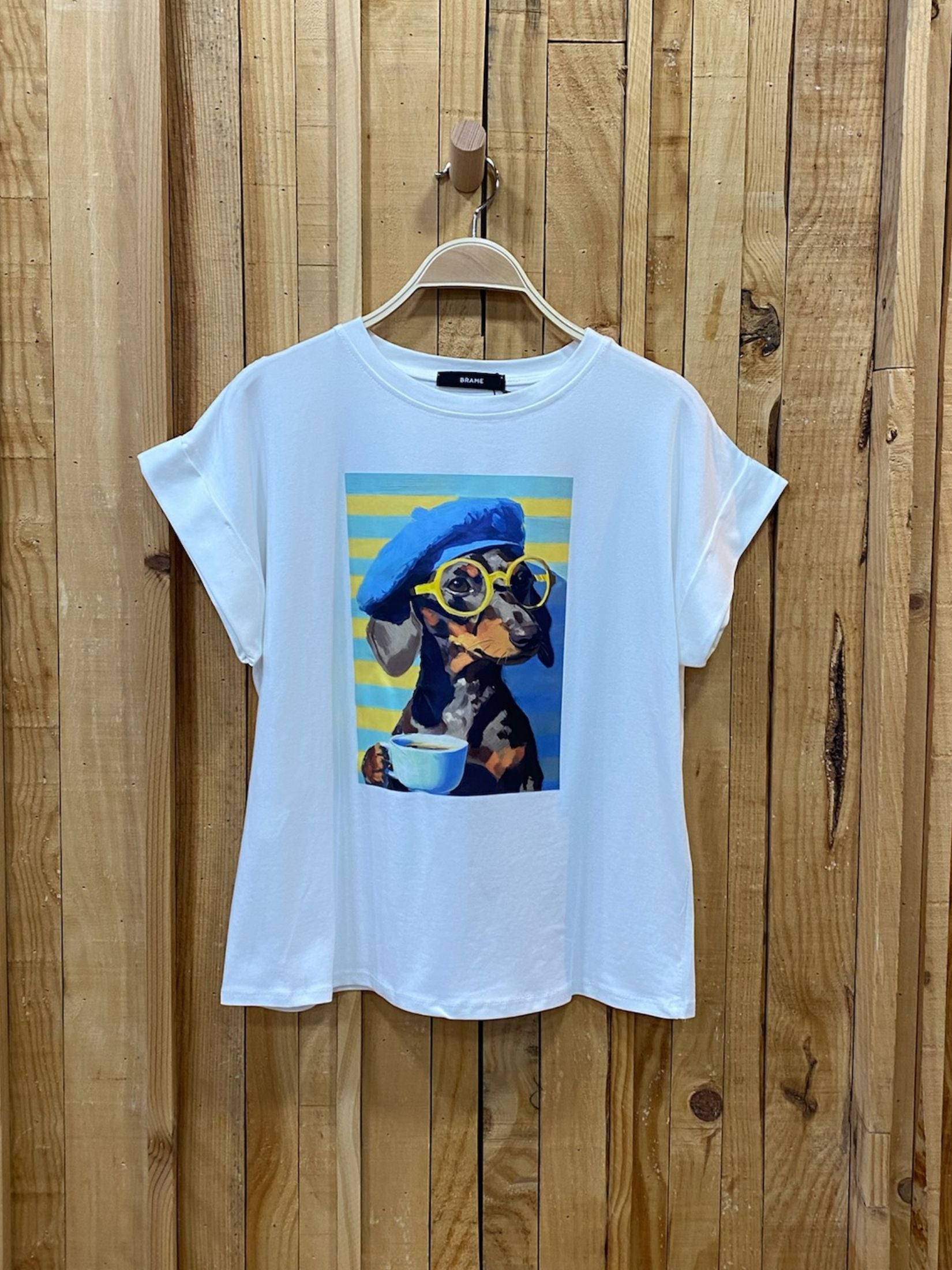 Camiseta Estampada Perro St. Tropez - Blanca