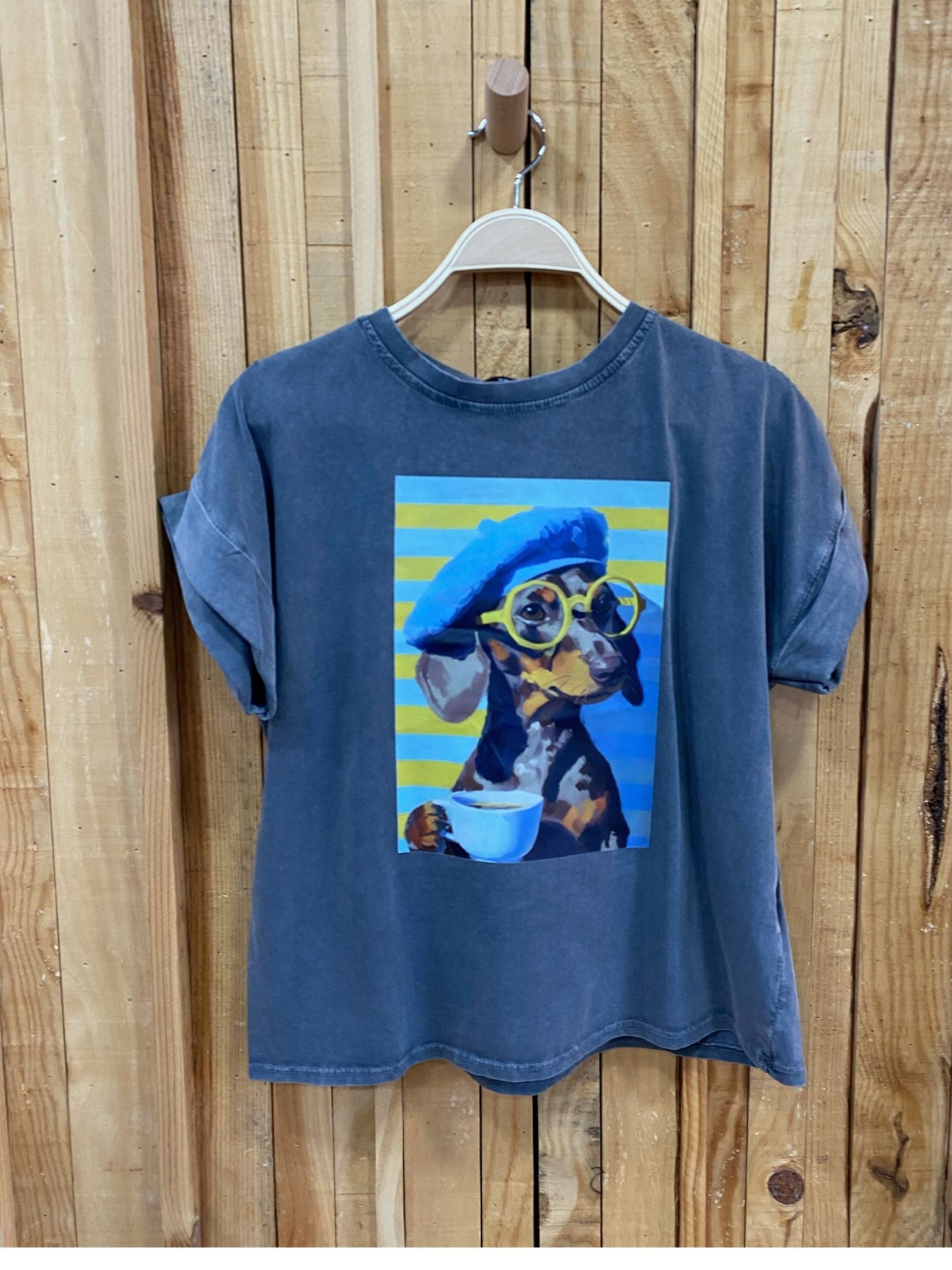 Camiseta Estampada Perro St. Tropez - Gris
