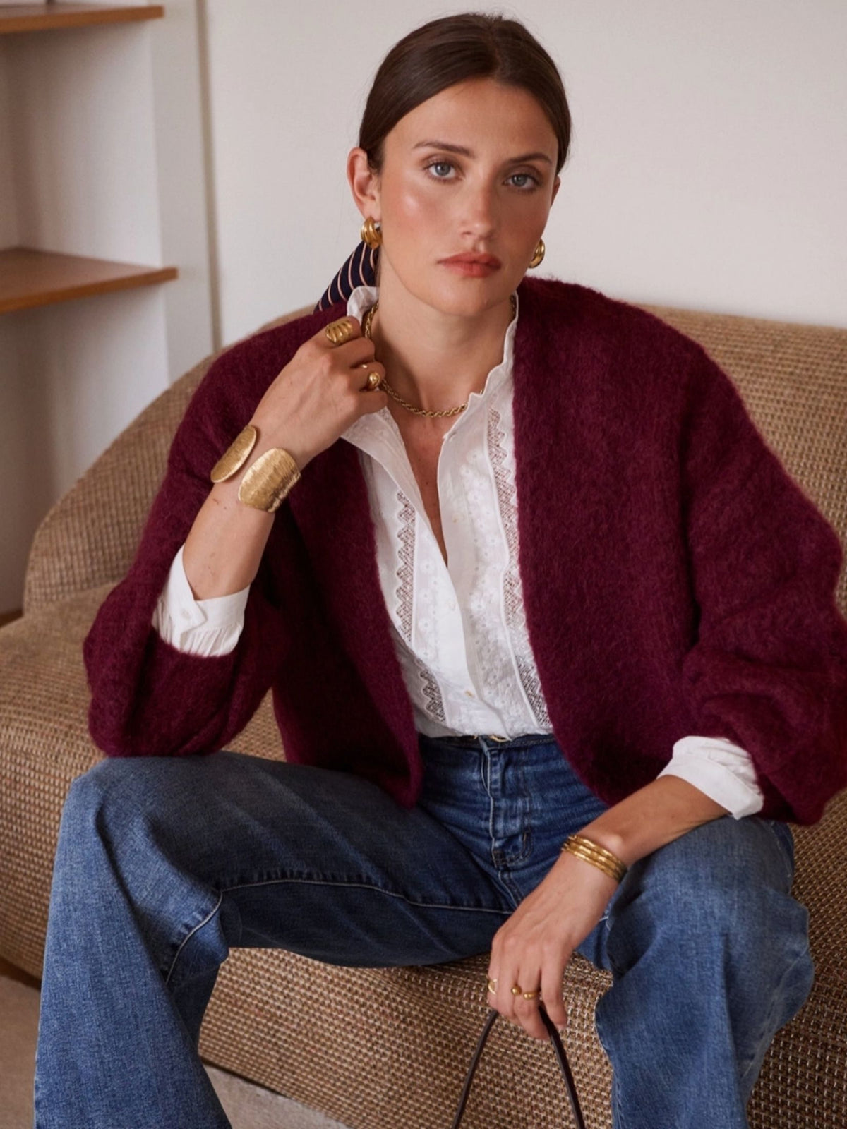 CARDIGAN CORTO LANA - BURDEOS