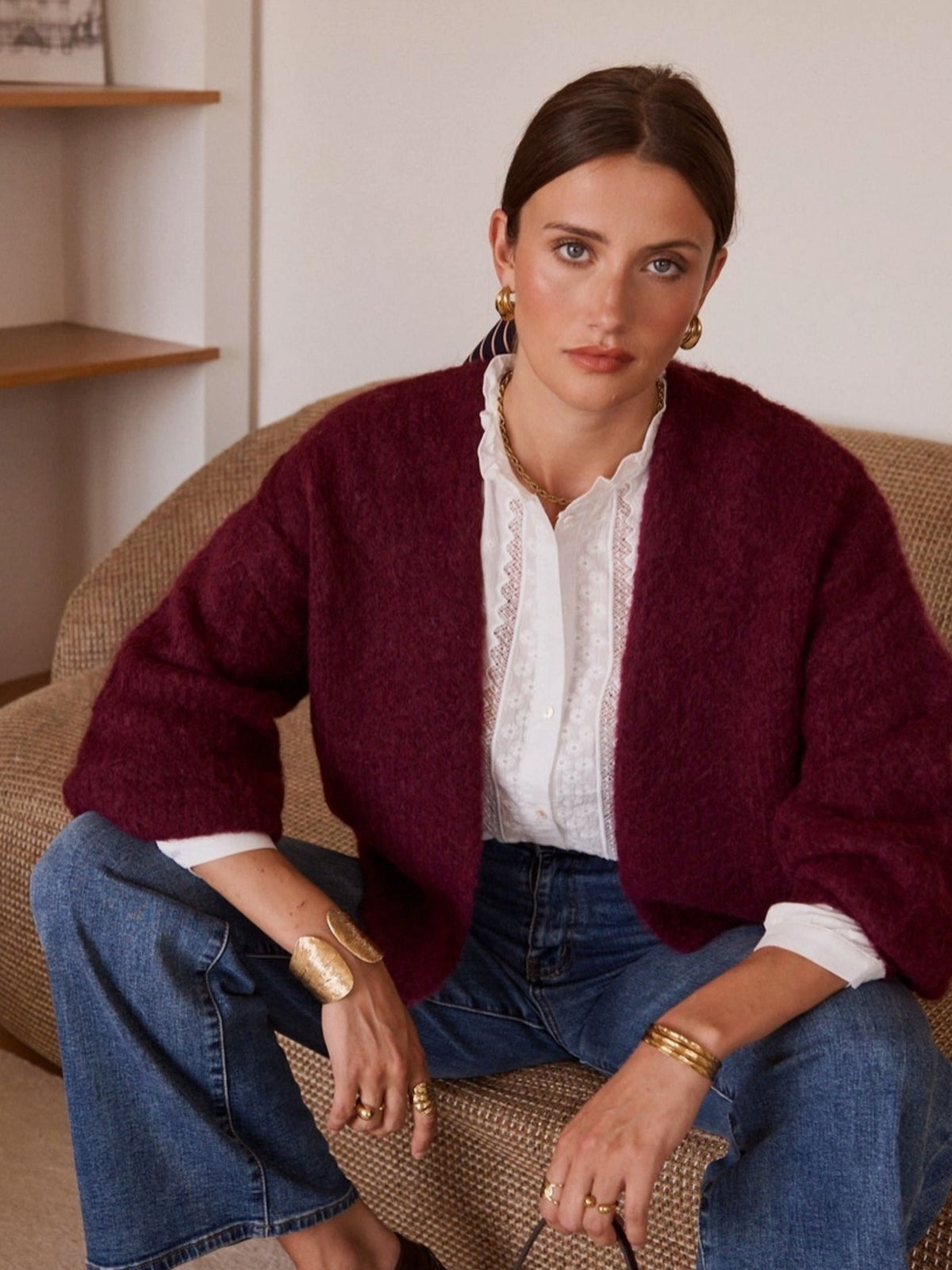 CARDIGAN CORTO LANA - BURDEOS