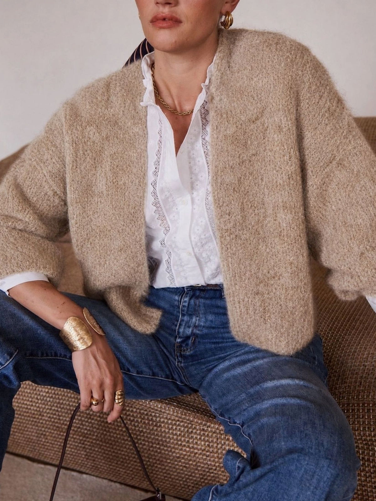 CARDIGAN CORTO LANA - BEIGE
