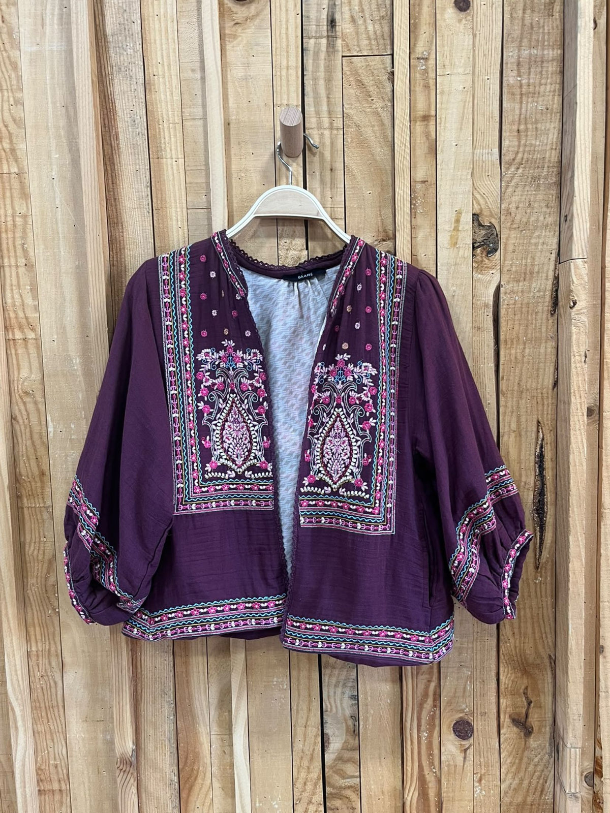 Chaqueta Bordada Boho - Burdeos