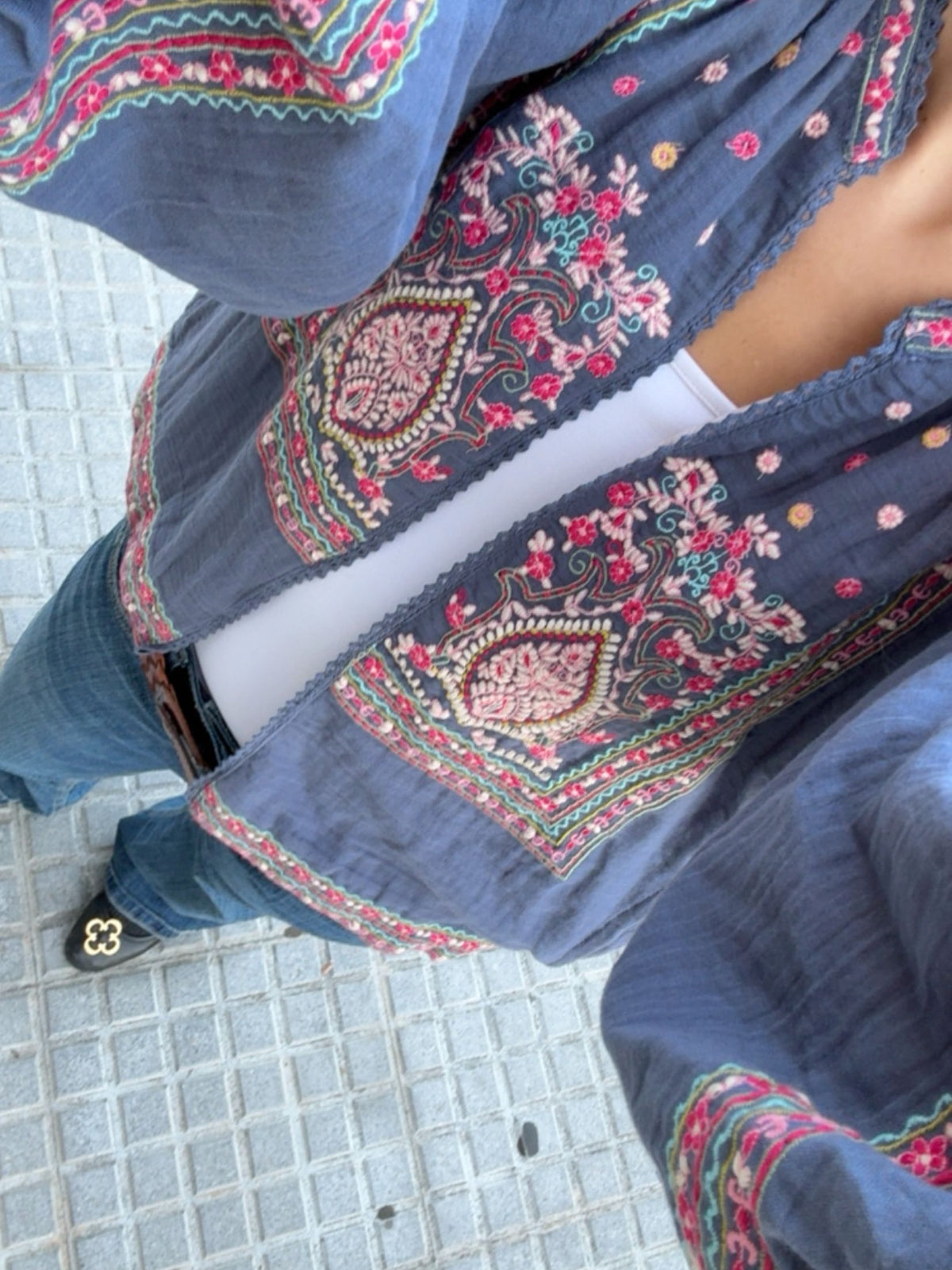 Chaqueta Bordada Boho - Blue Jean