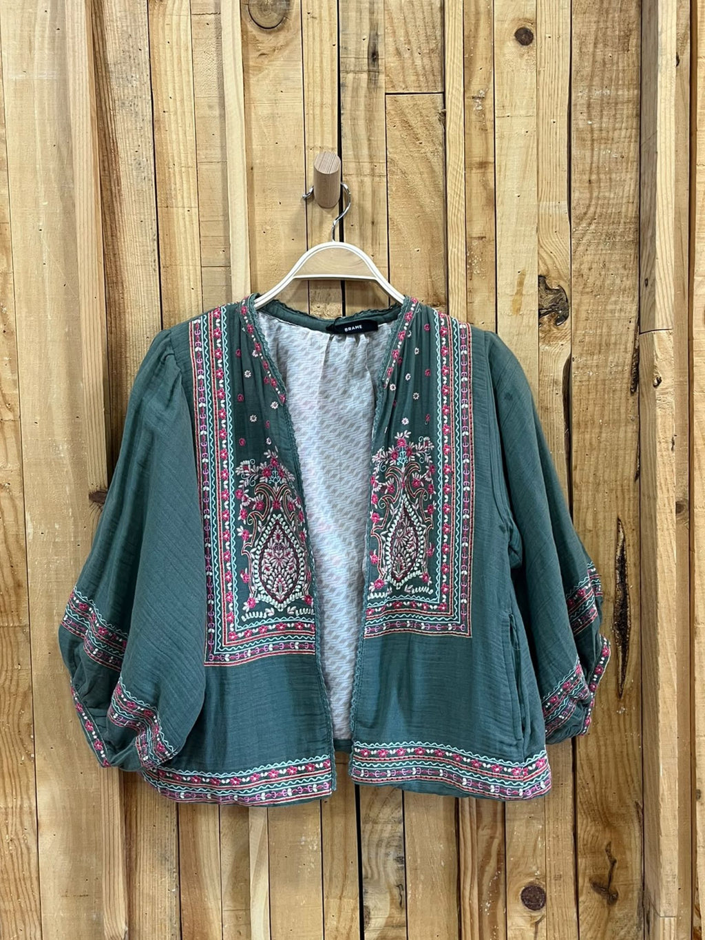 Chaqueta Bordada Boho - Kaki