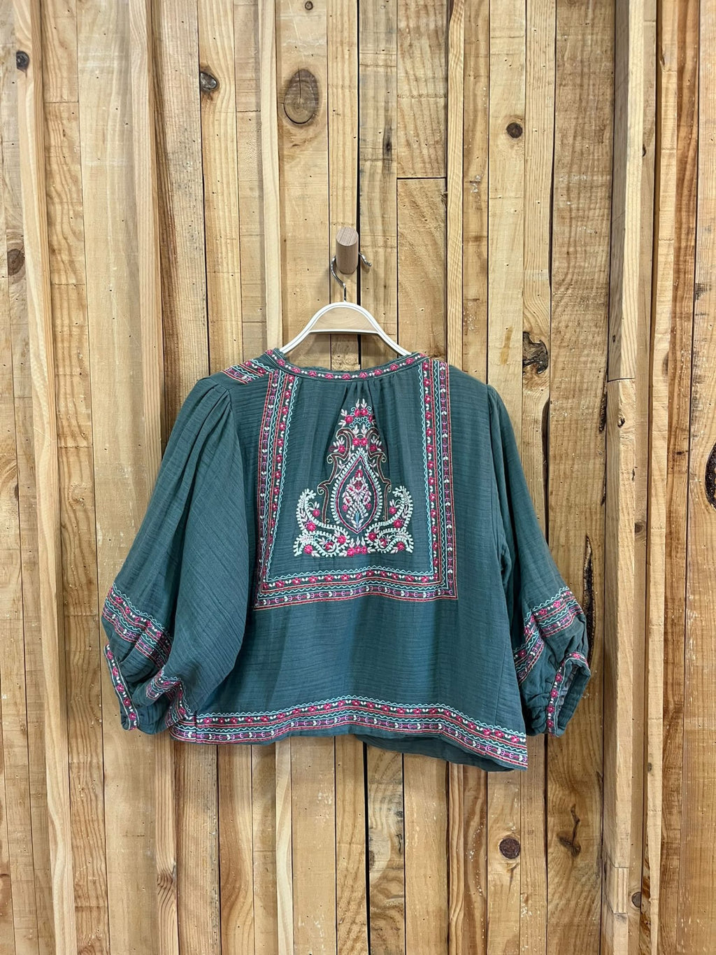 Chaqueta Bordada Boho - Kaki