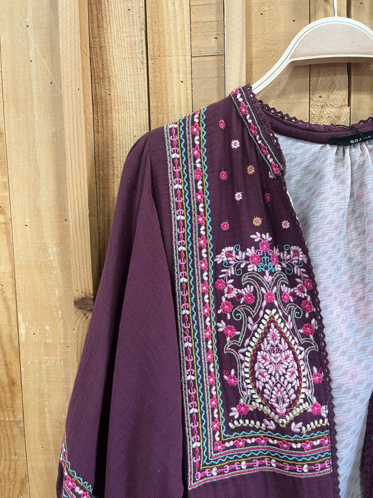 Chaqueta Bordada Boho - Burdeos