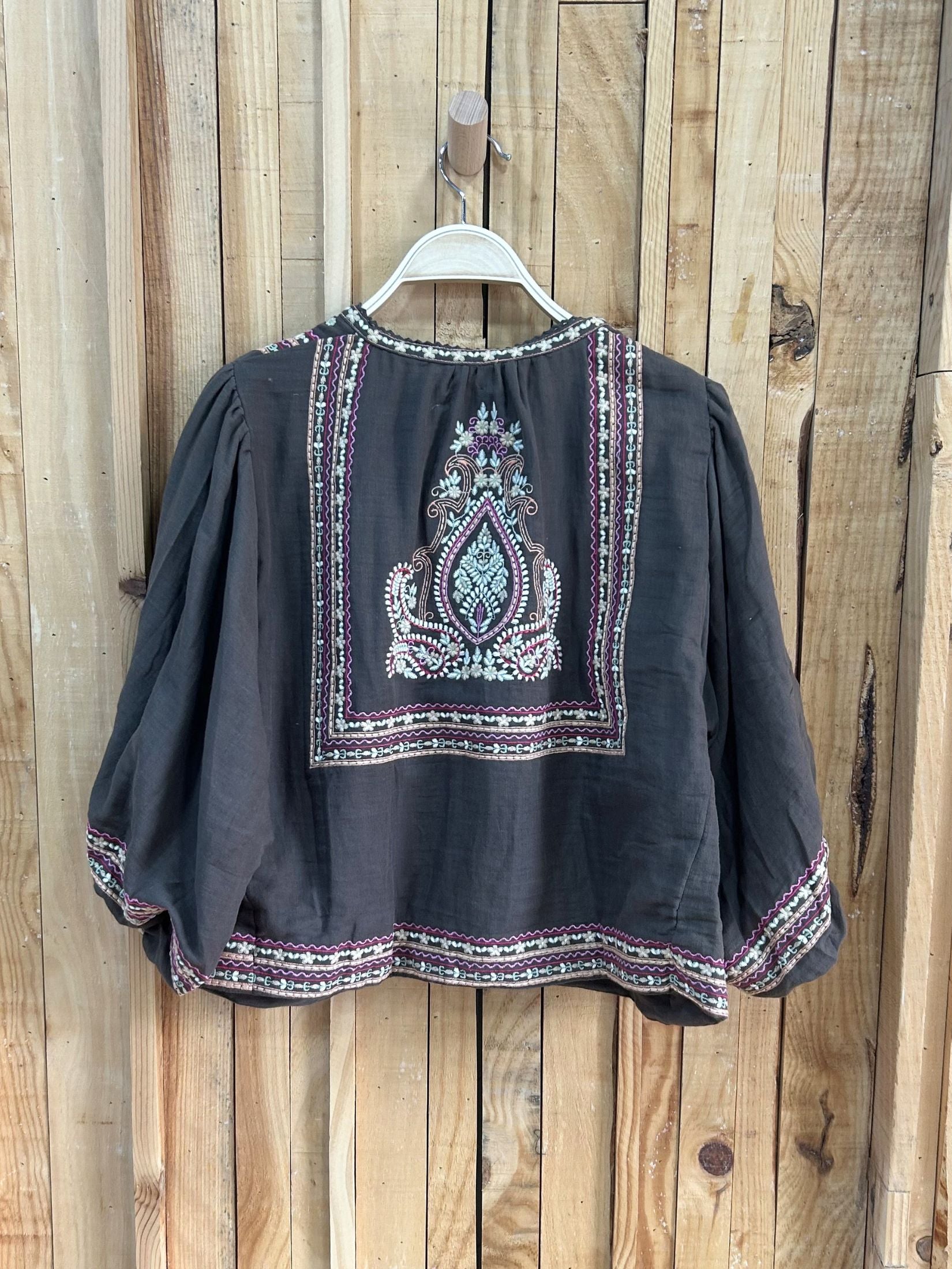 Chaqueta Bordada Boho - Marron