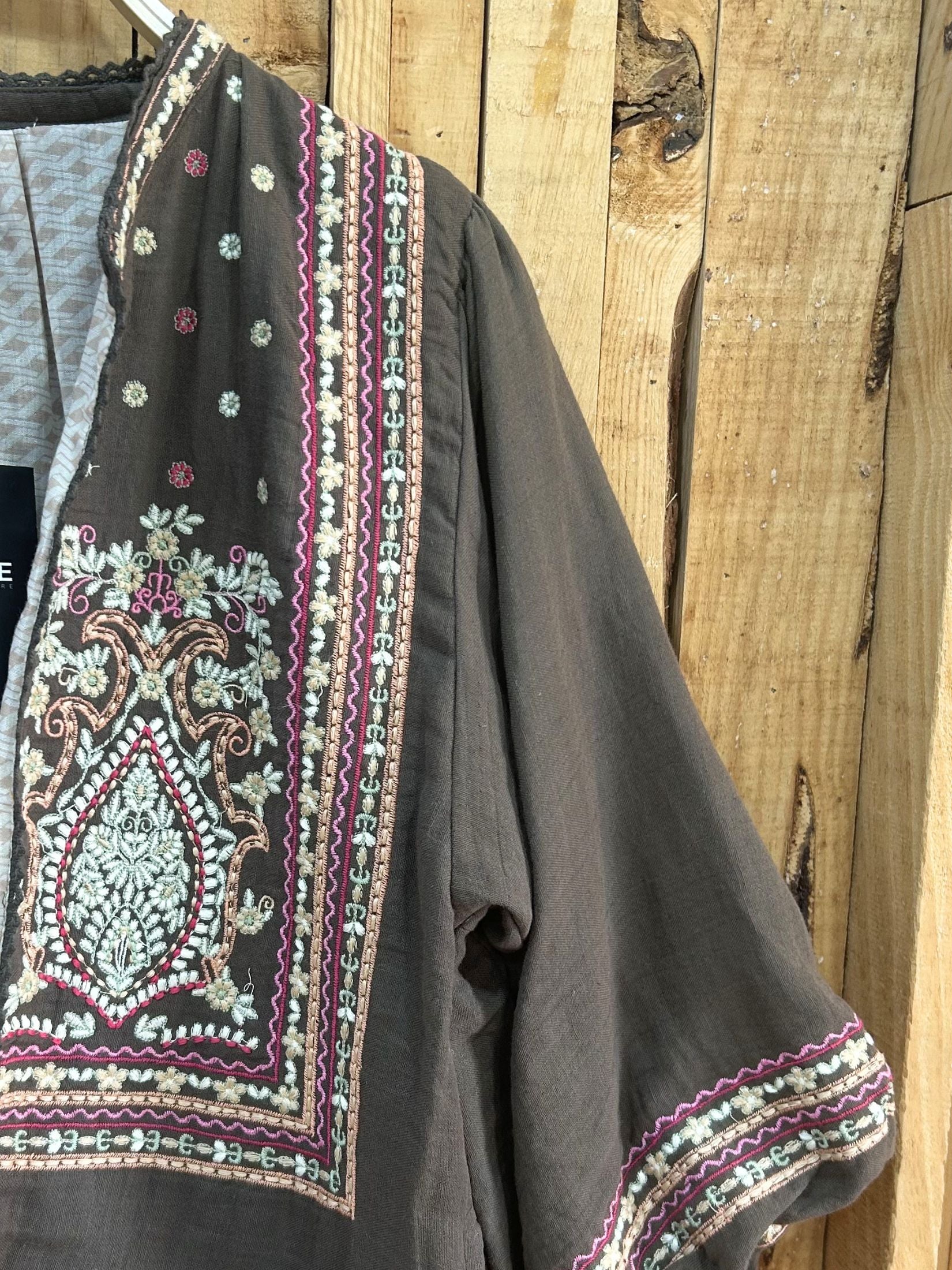 Chaqueta Bordada Boho - Marron