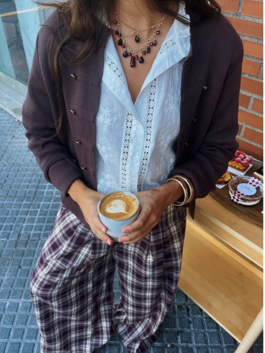 CHAQUETA PUNTO TRABILLAS - BERENJENA