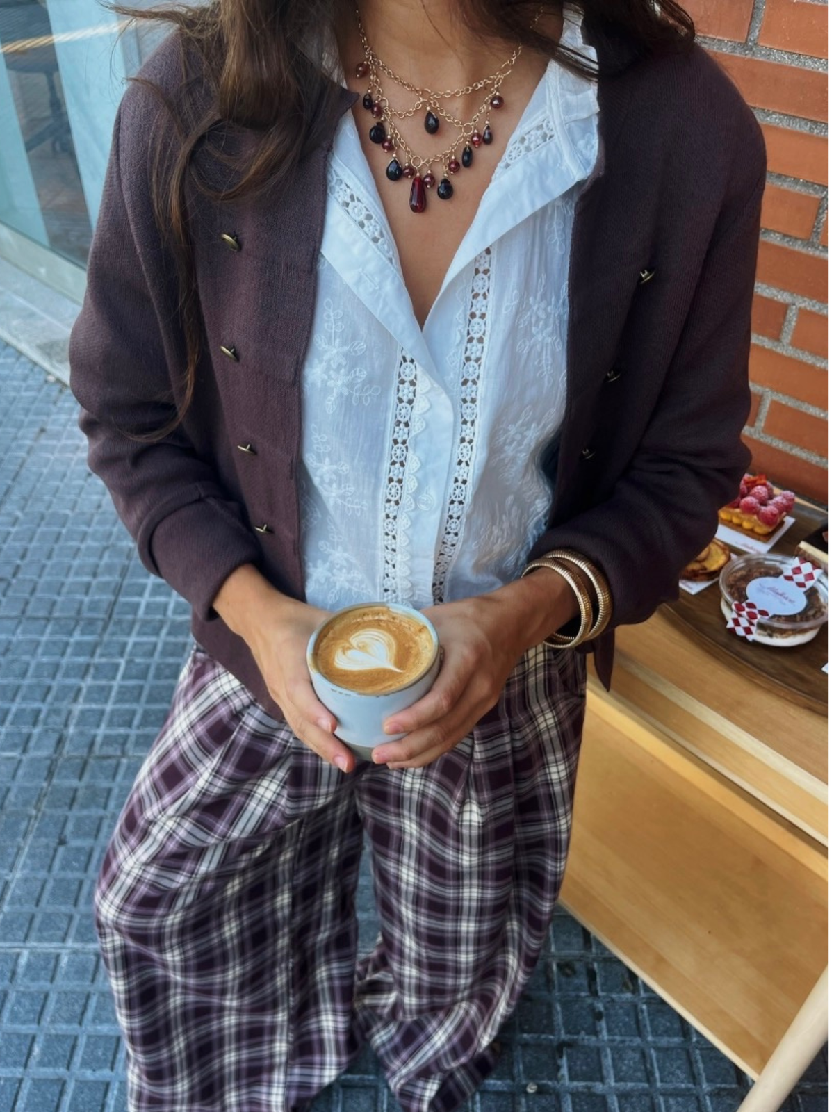 CHAQUETA PUNTO TRABILLAS - BERENJENA