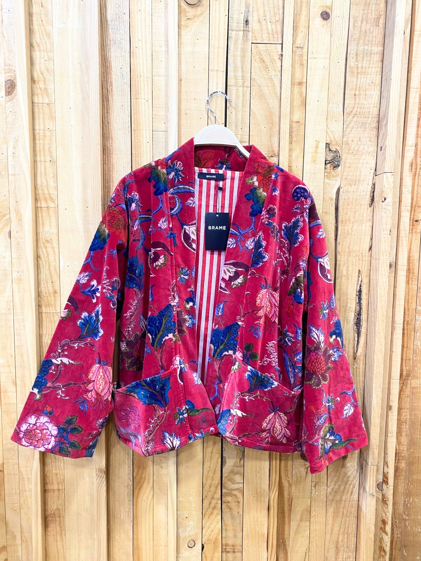 Chaqueta Terciopelo Estampado Flores - Rojo