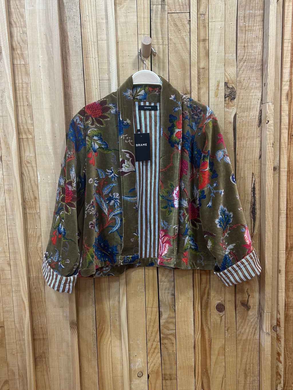 Chaqueta Corta Terciopelo Floral - Marron