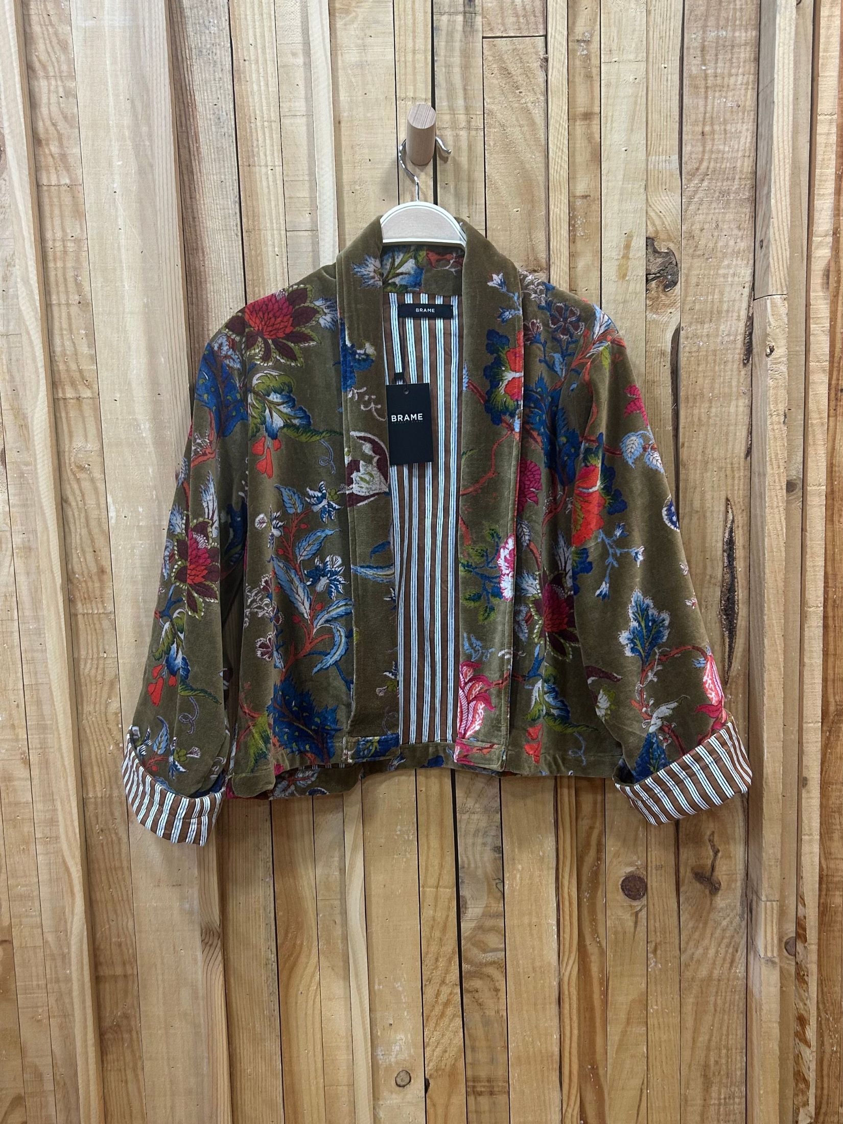 Chaqueta Corta Terciopelo Floral - Marron