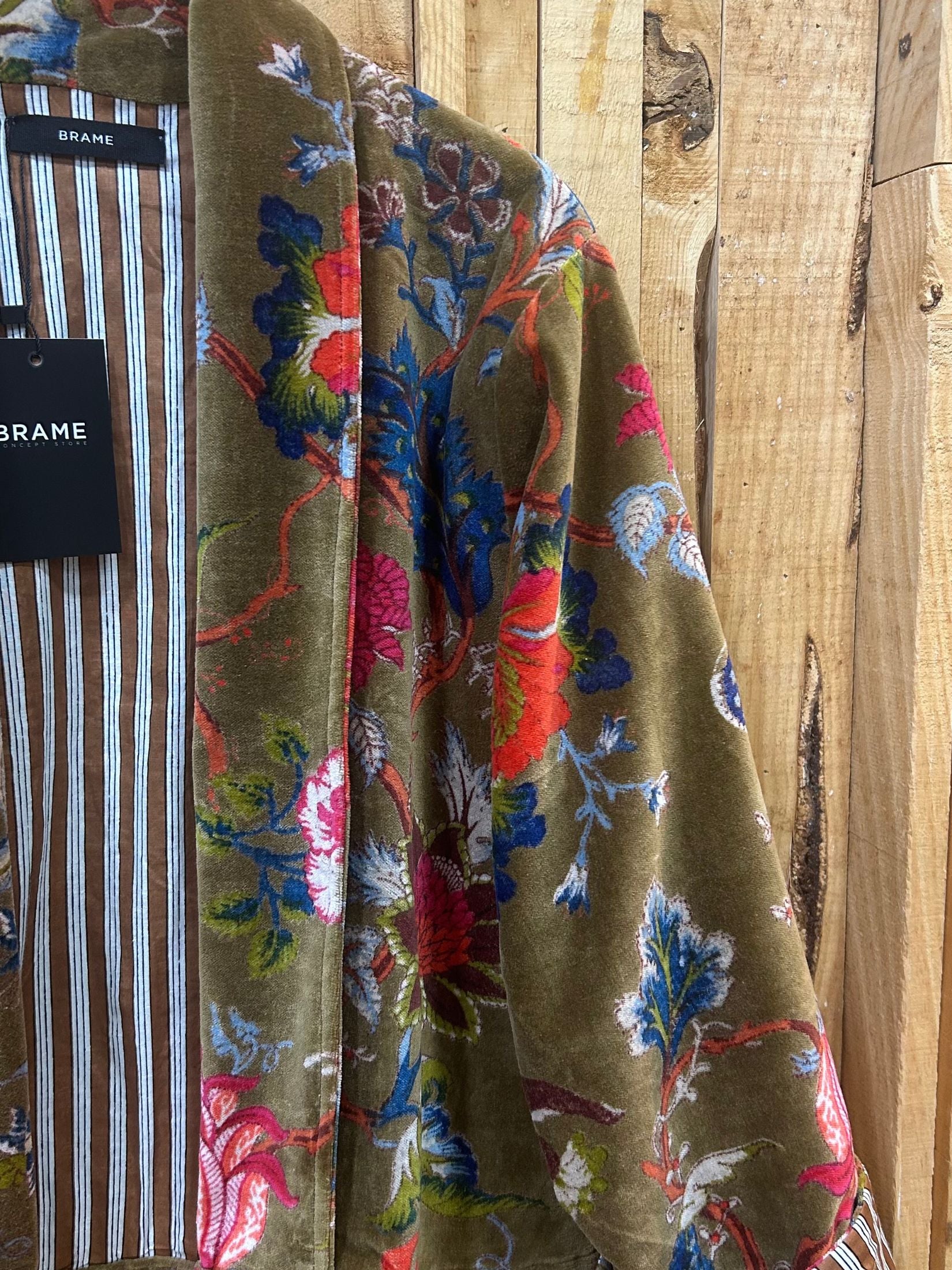 Chaqueta Corta Terciopelo Floral - Marron