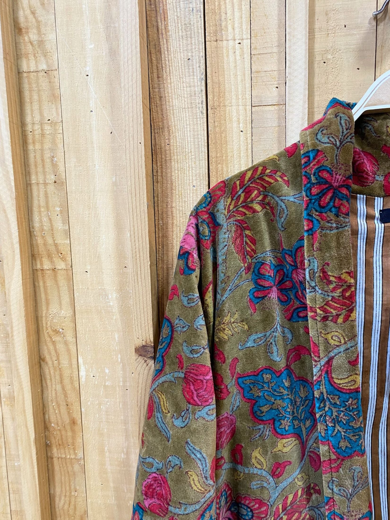 Chaqueta Corta Terciopelo Floral - Marron