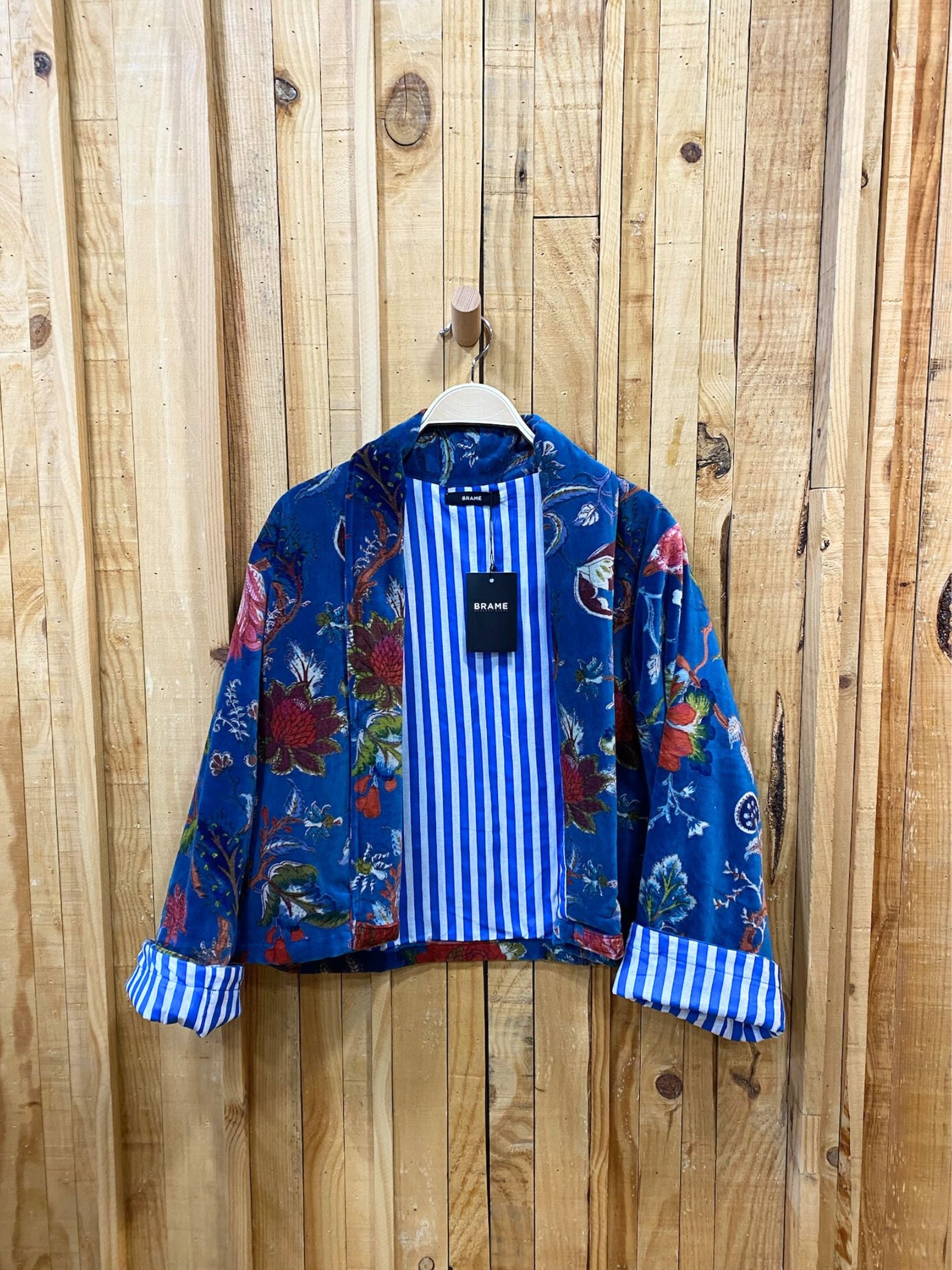 Chaqueta Corta Terciopelo Floral - Azulona