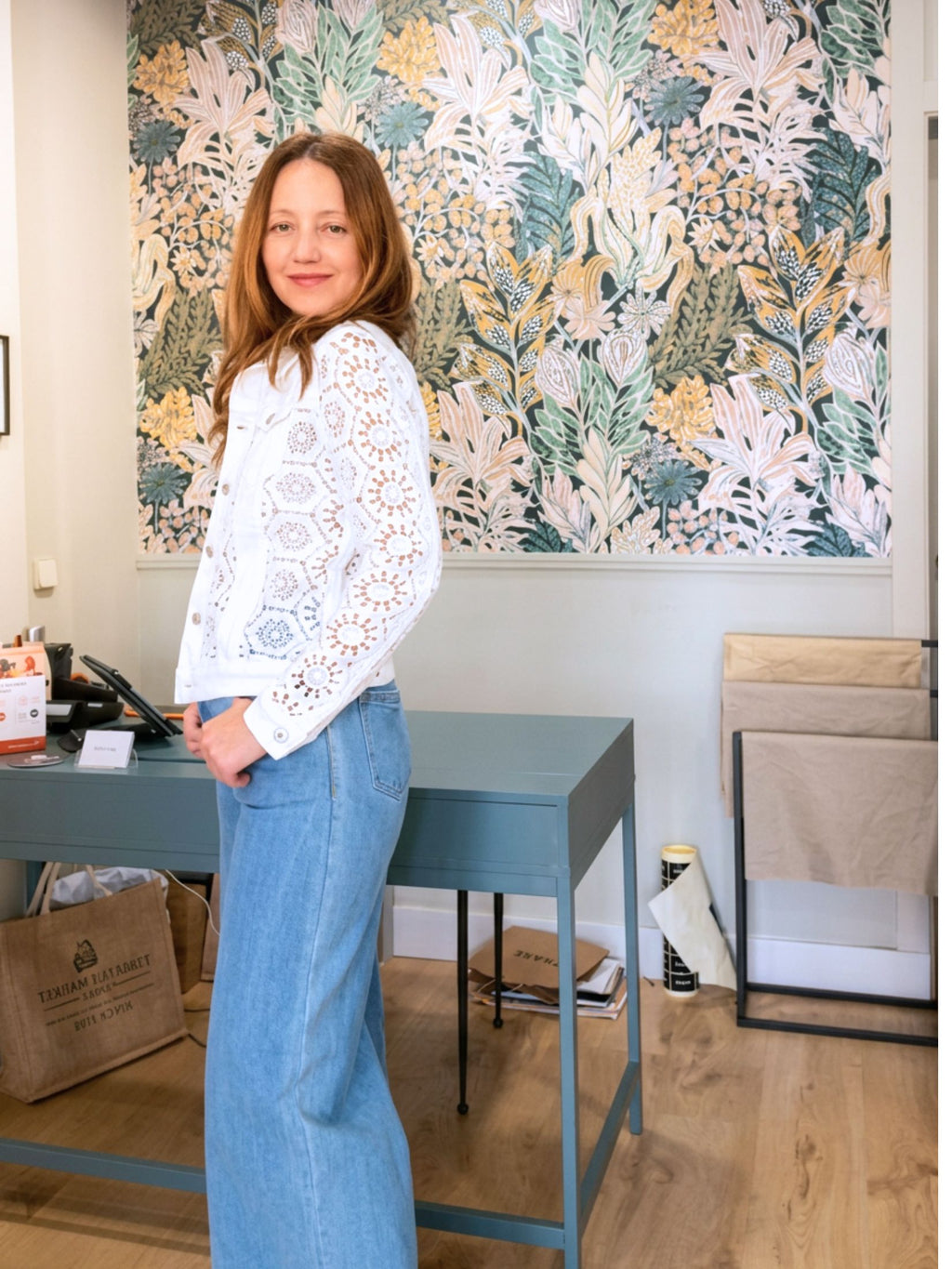 Chaqueta Denim Crochet - Blanco