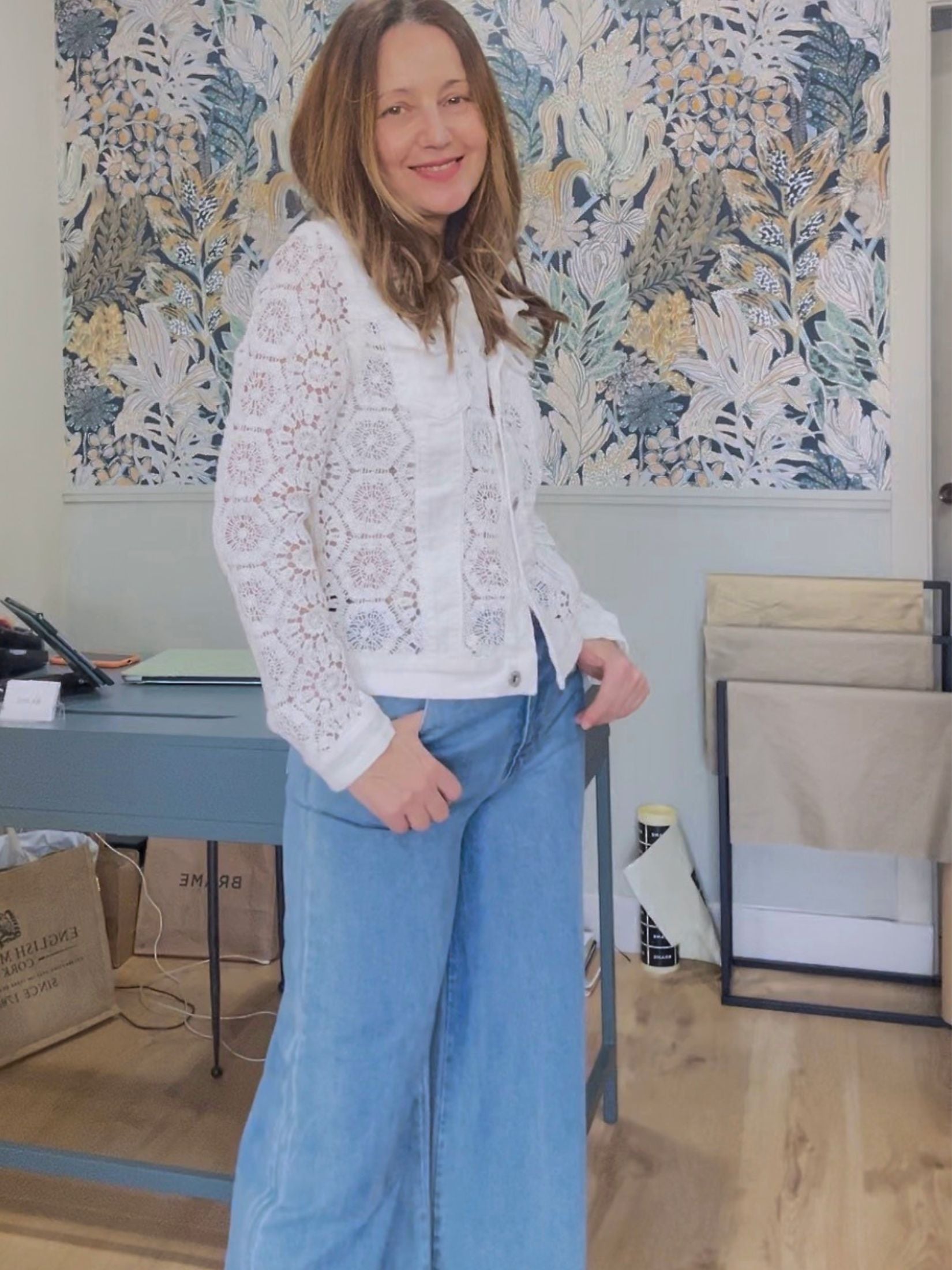 Chaqueta Denim Crochet - Blanco