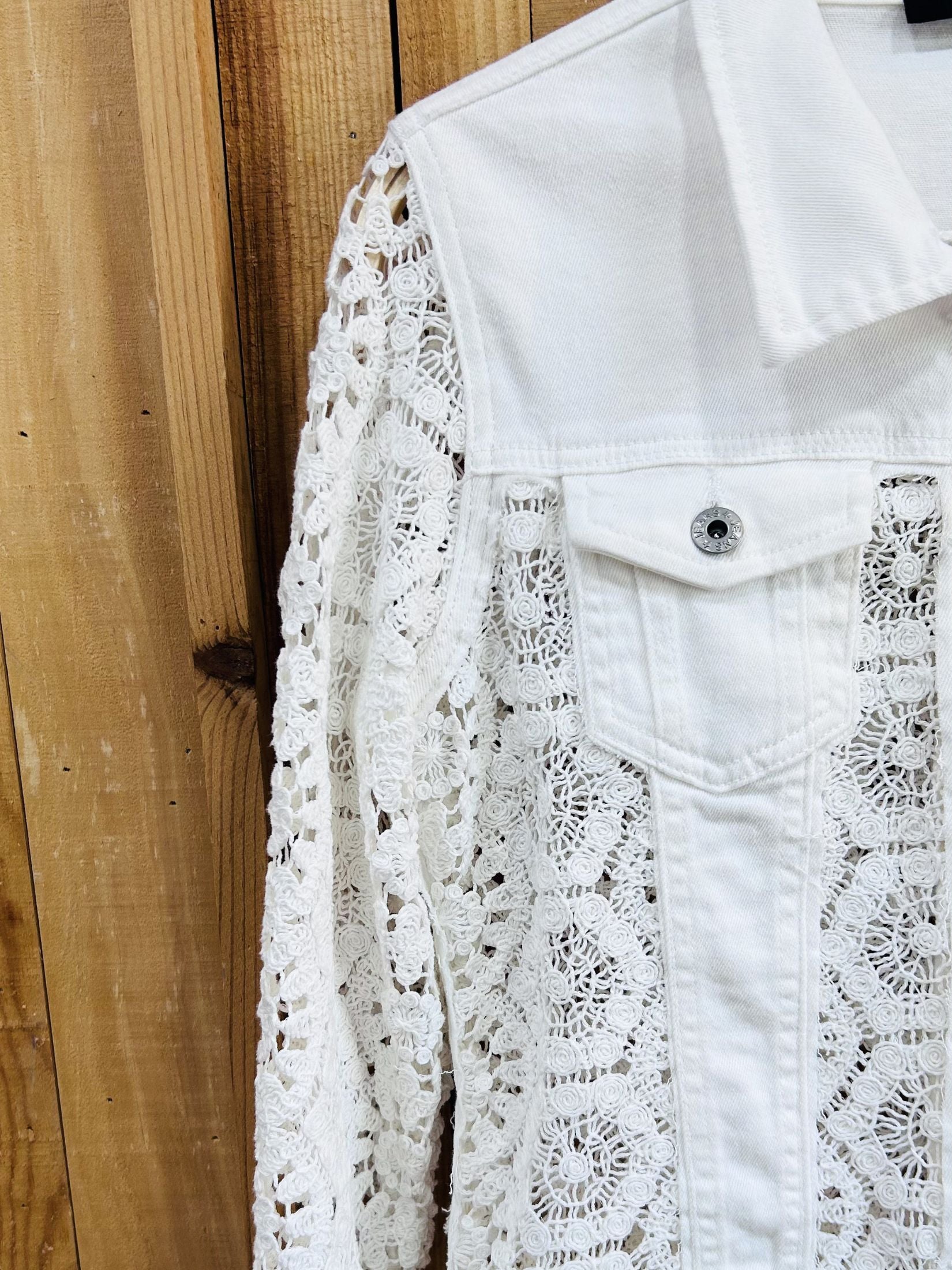 Chaqueta Denim Crochet - Blanco