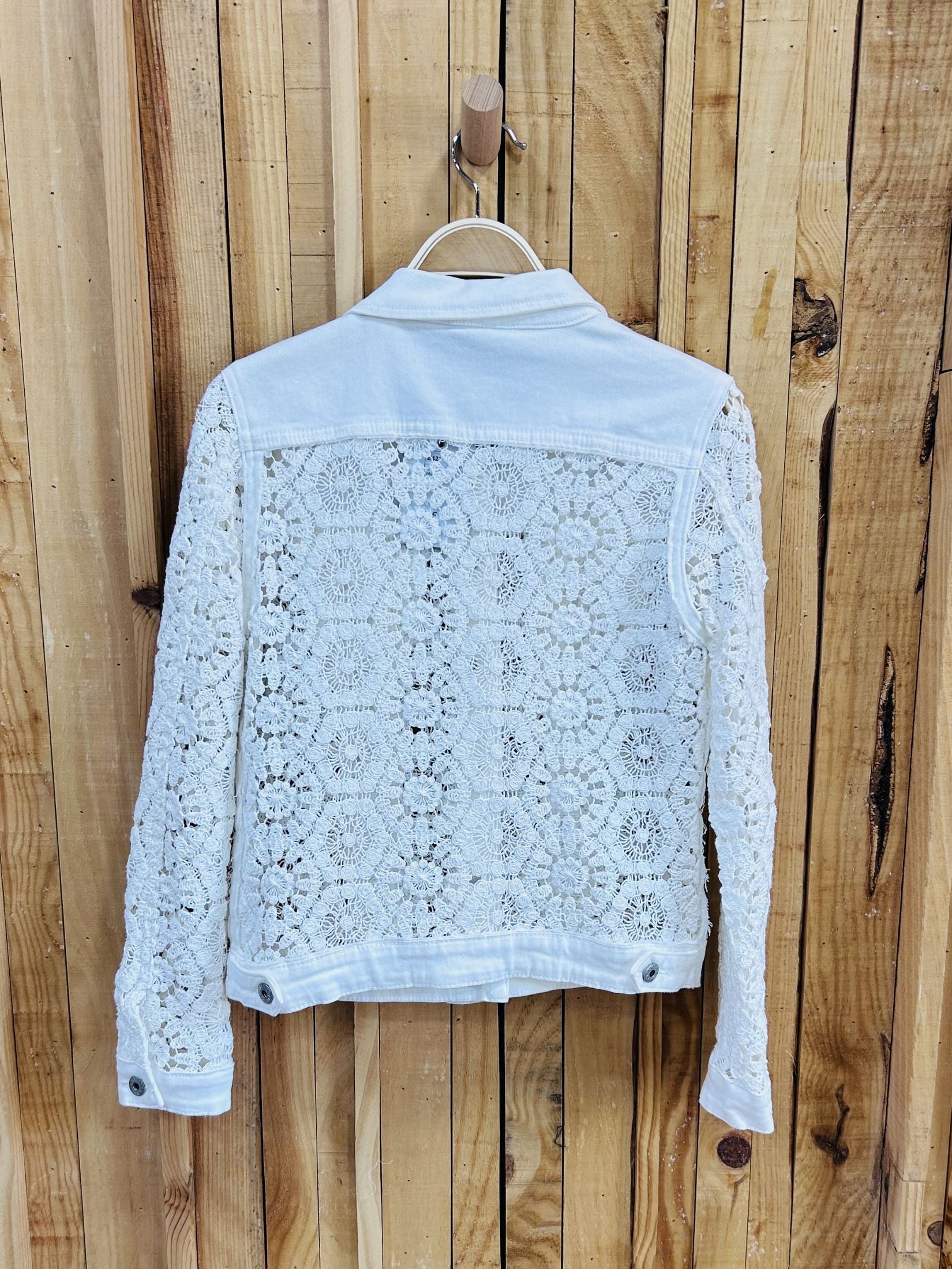 Chaqueta Denim Crochet - Blanco