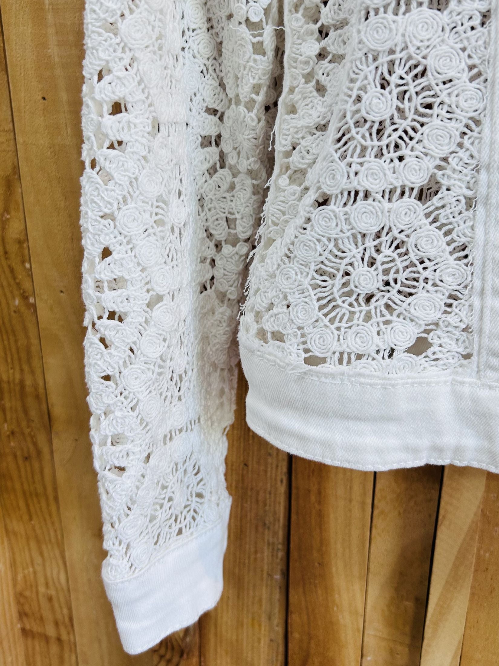 Chaqueta Denim Crochet - Blanco