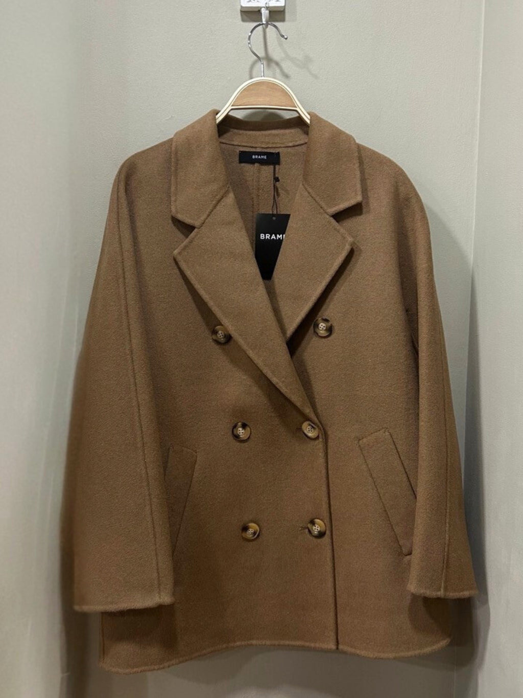 Chaqueton Doble Paño 70% Lana Cruzado - Camel Oscuro