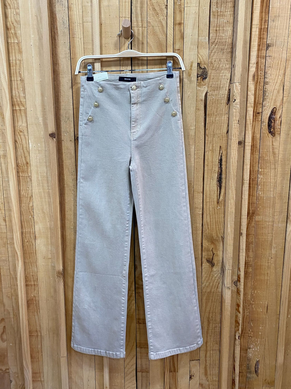 Jean Botones Dorados Laterales - Beigue