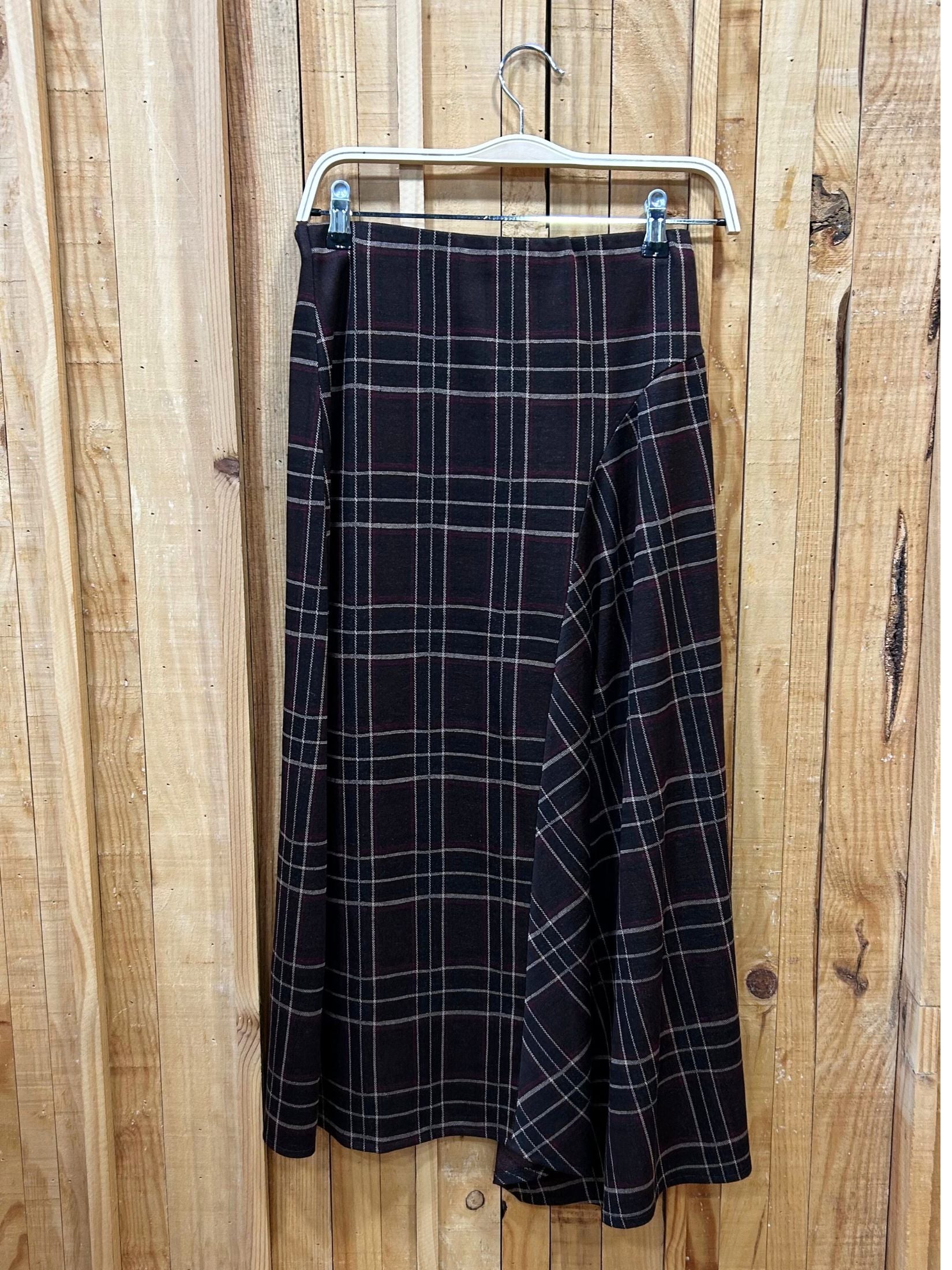 Falda Larga Cuadros - Marron