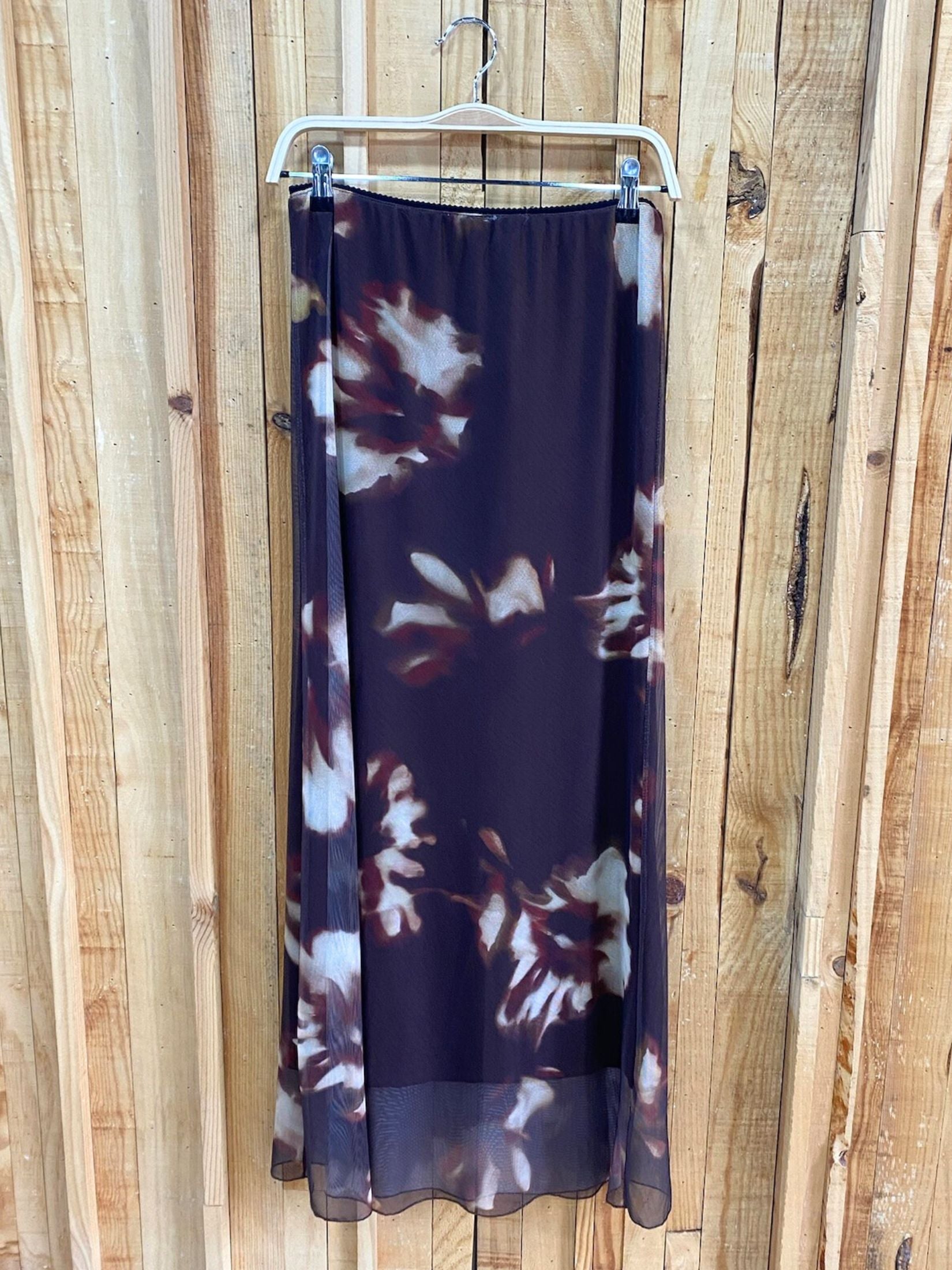 Falda Larga Floral - Marron