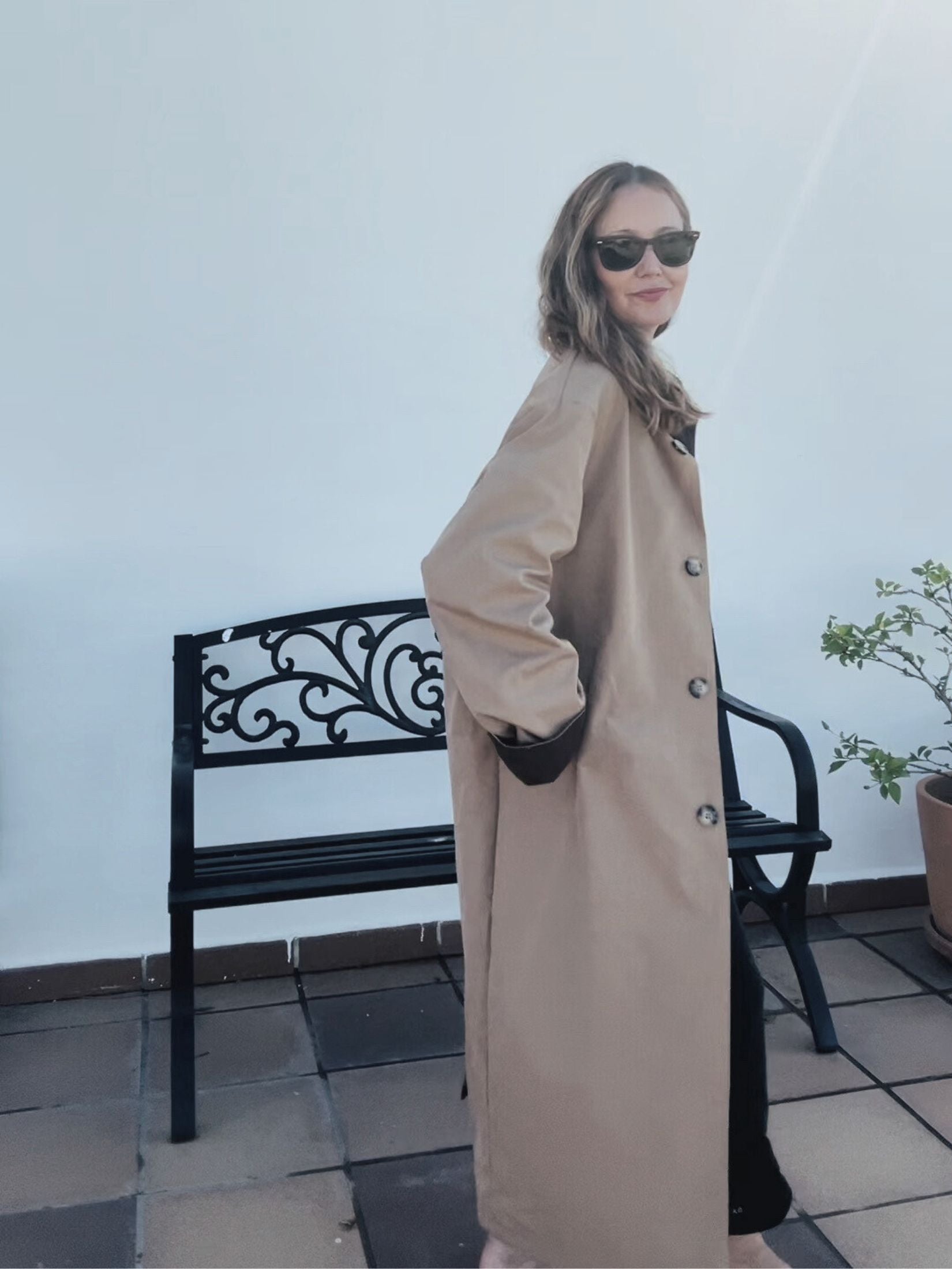 Gabardina Larga Marron Cuello Pana
