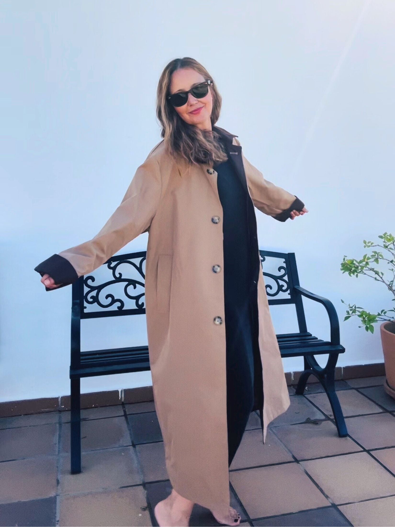 Gabardina Larga Marron Cuello Pana
