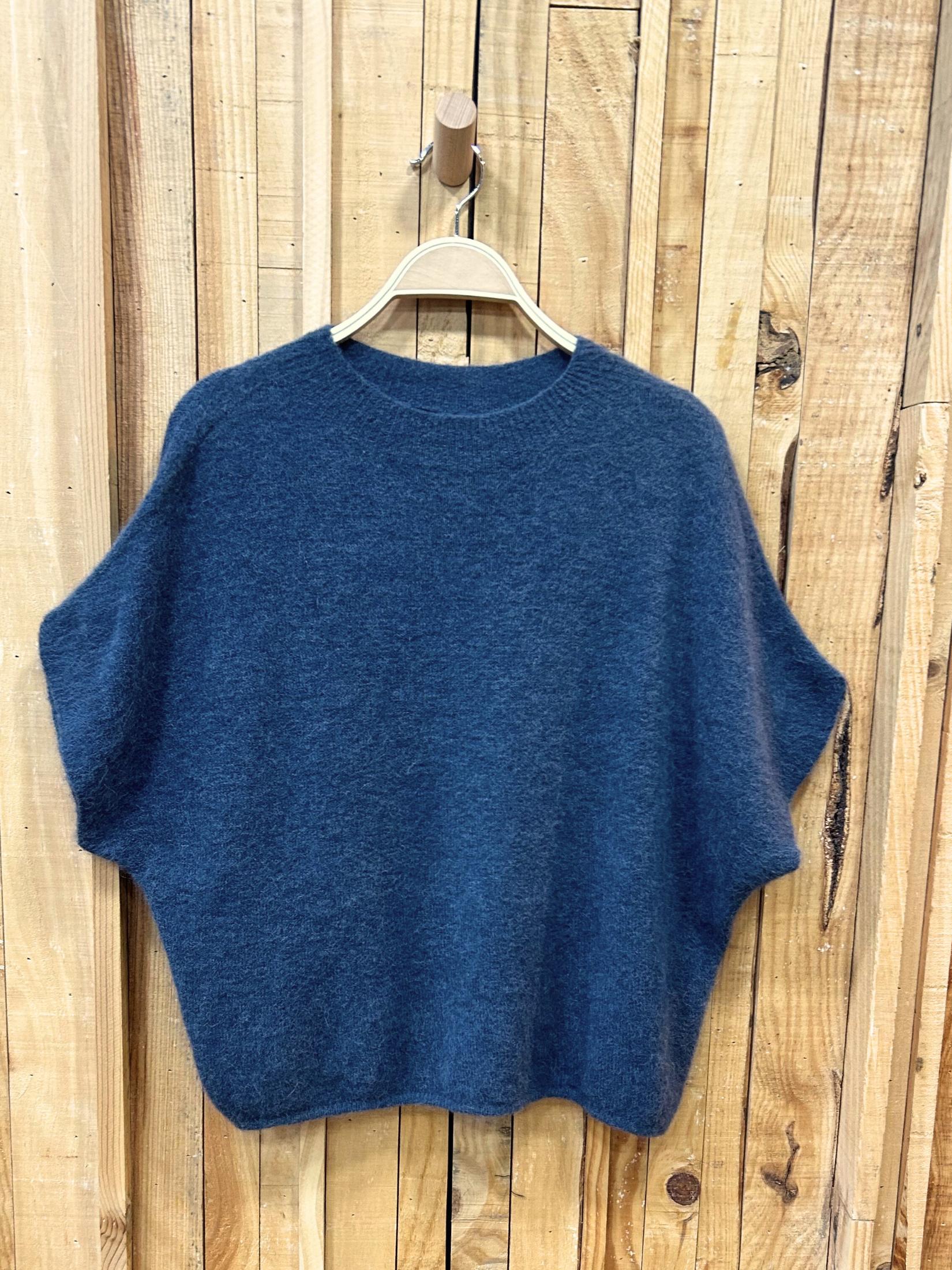 Jersey Chaleco Lana Baby Alpaca Manga Corta - Azul Grisaceo