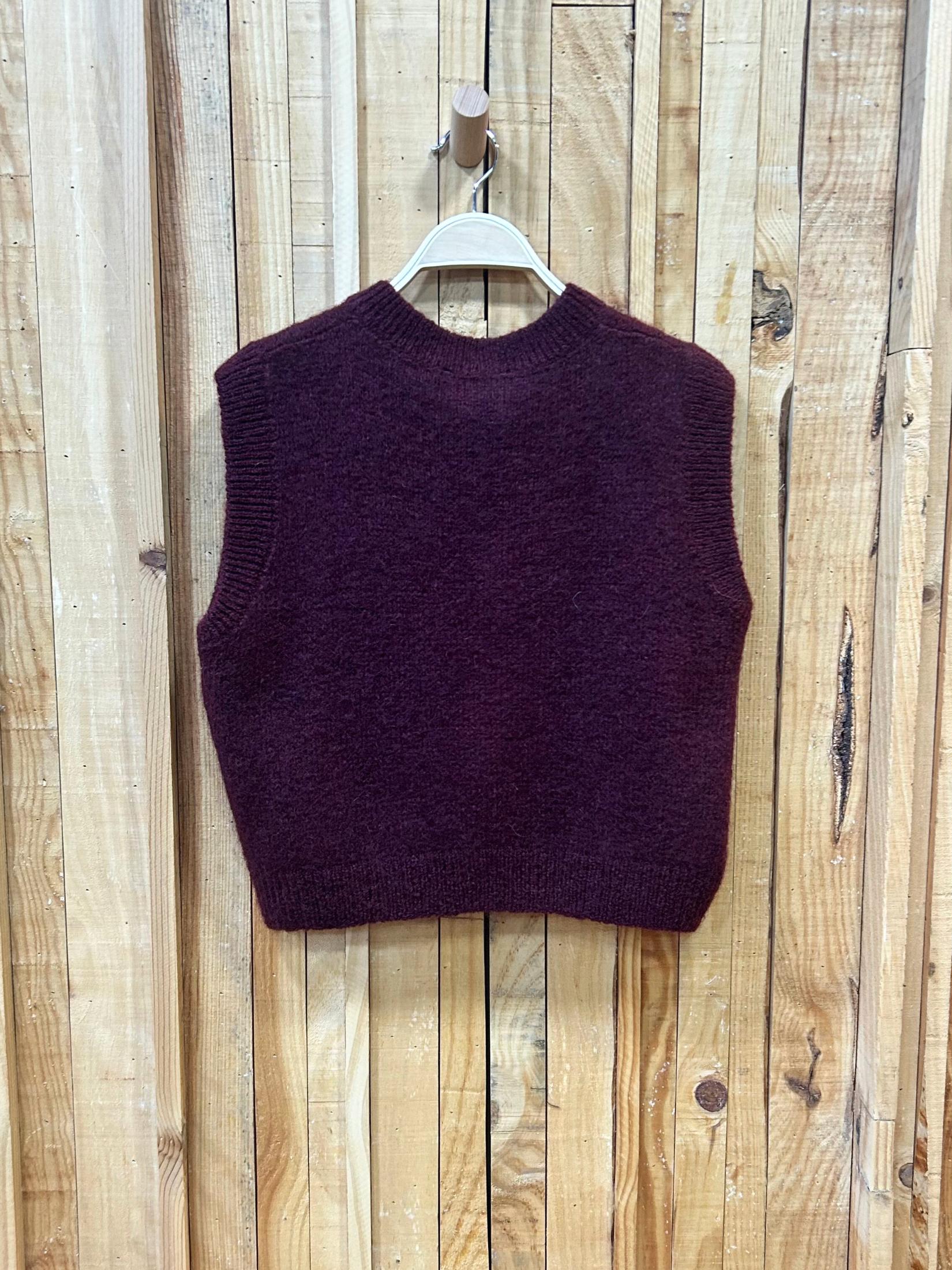 Chaleco Corto Lana Mohair  - Burdeos