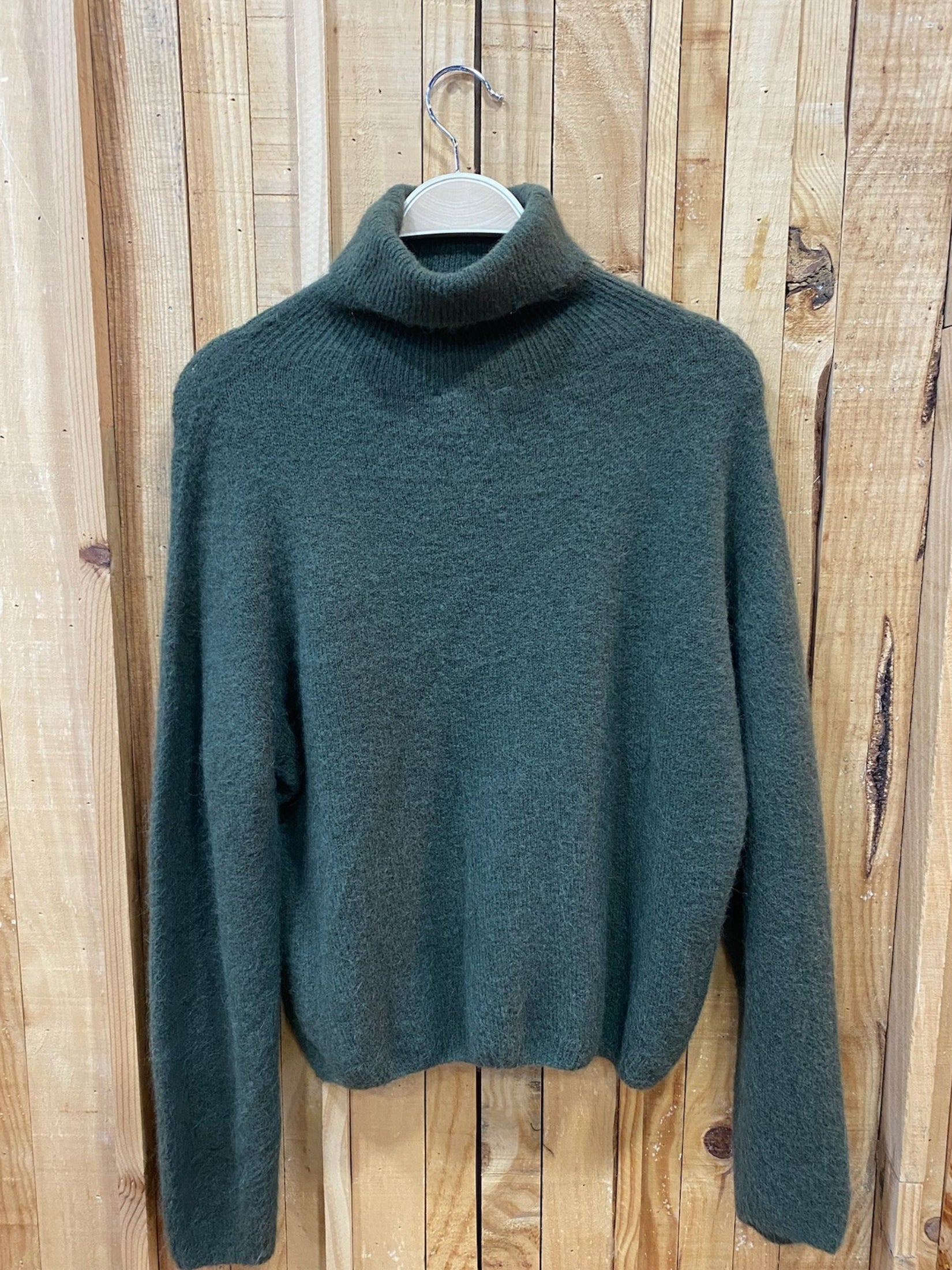 Jersey Cuello Vuelto Lana Baby Alpaca- Verde Caza