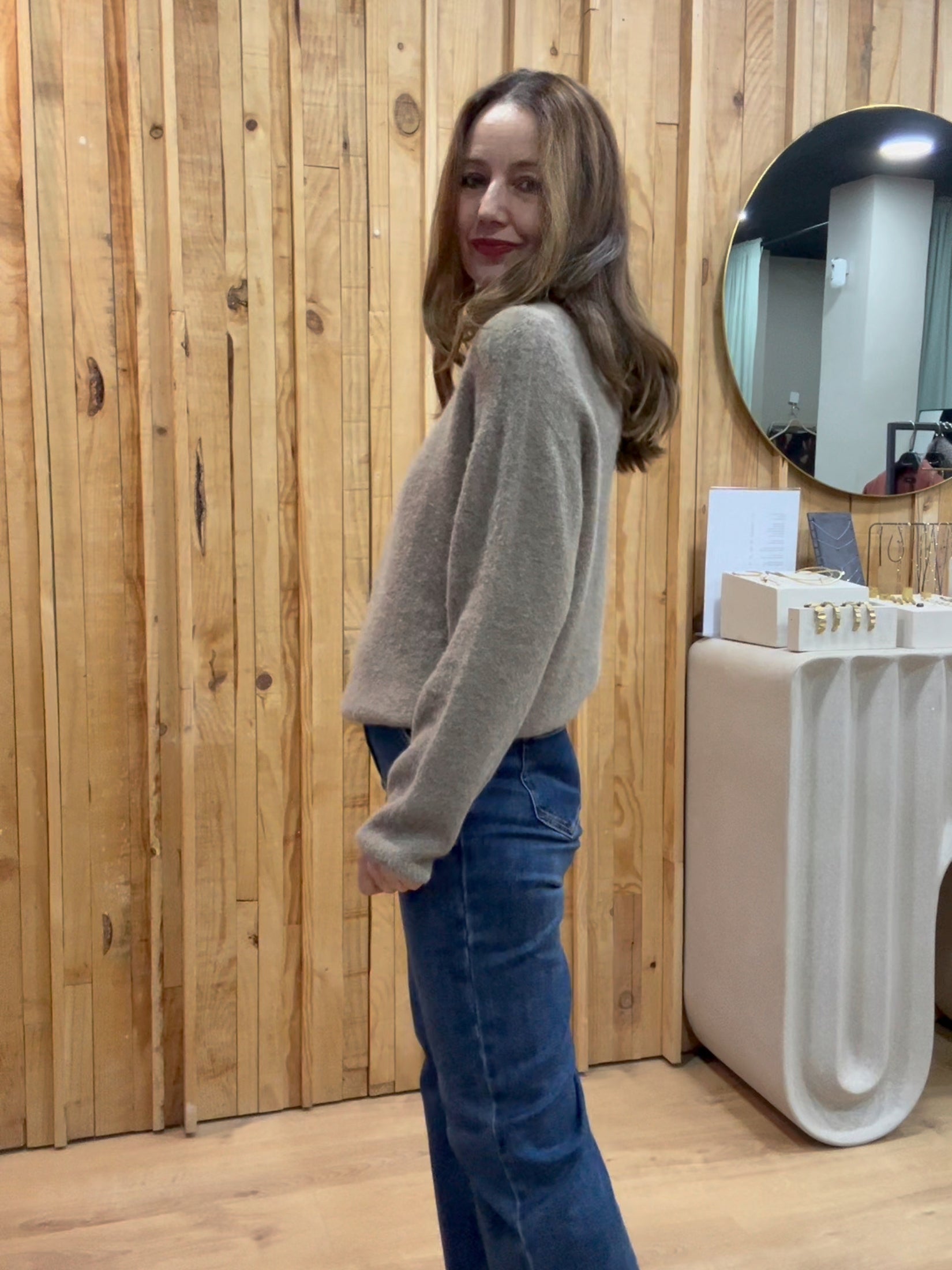 Jersey Cuello Vuelto Lana Baby Alpaca- Beige