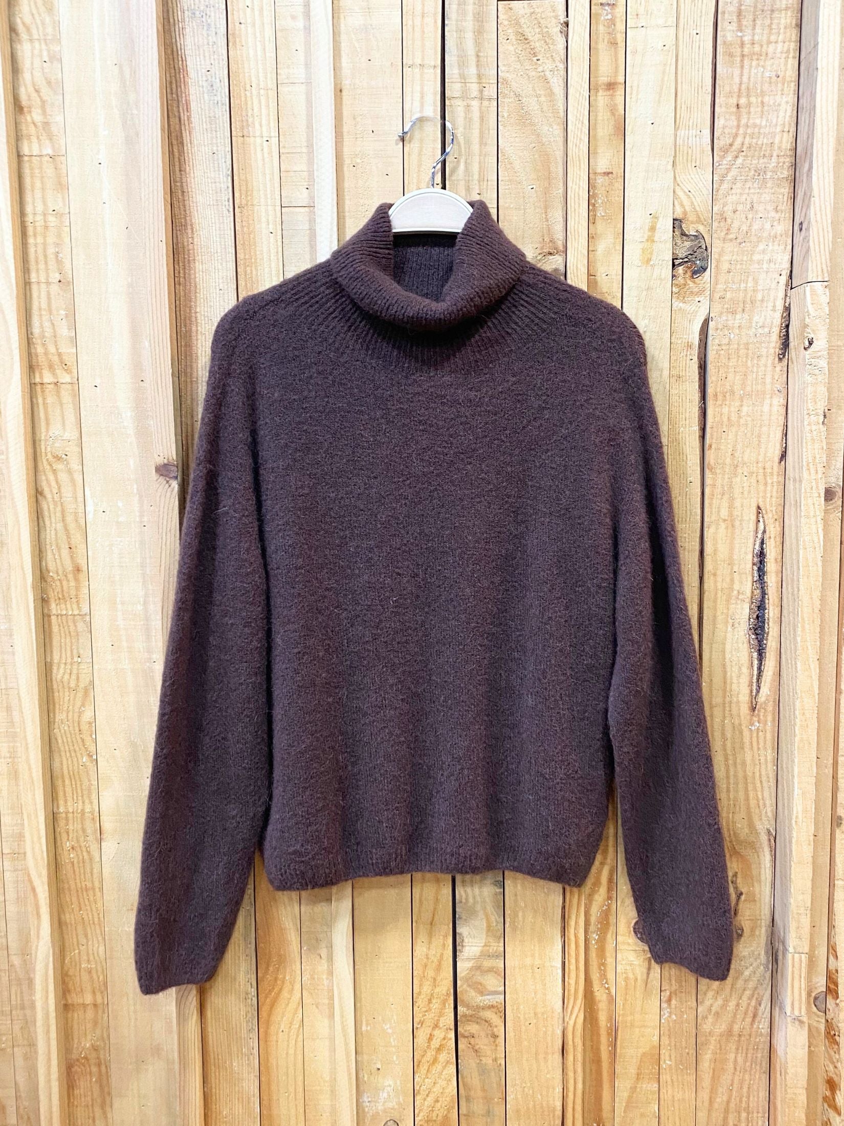 Jersey Cuello Vuelto Lana Baby Alpaca- Marron