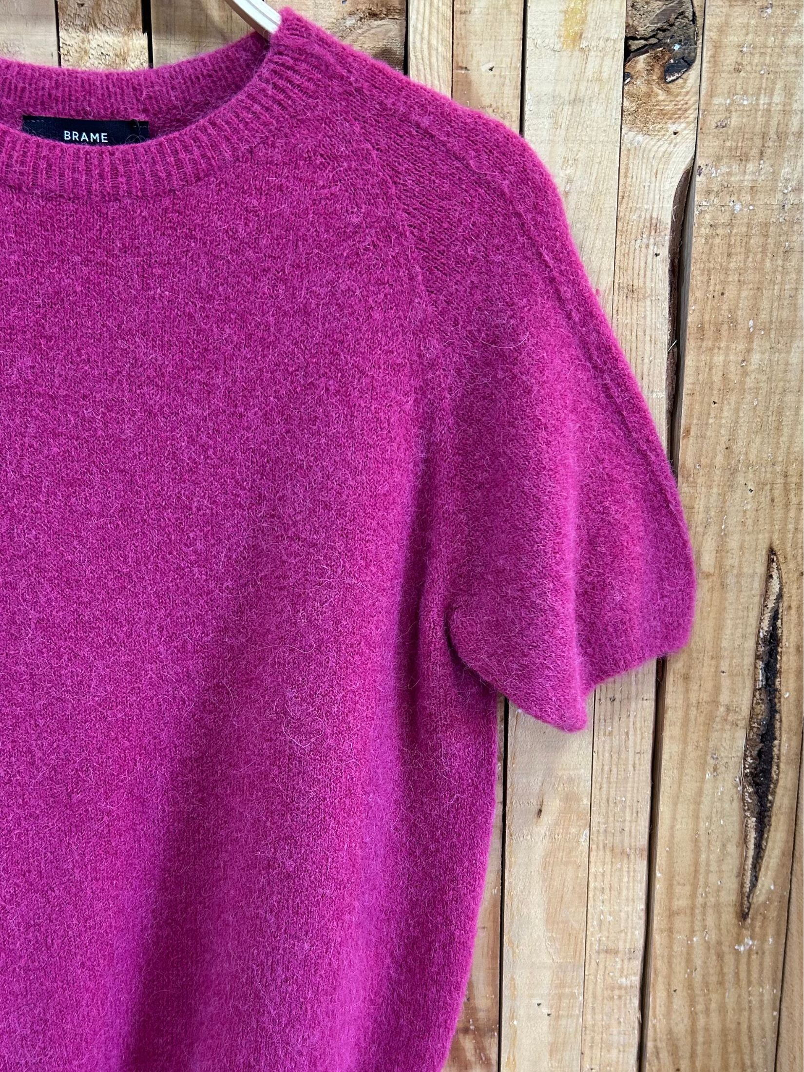Jersey Lana Baby Alpaca Manga Corta - Fucsia