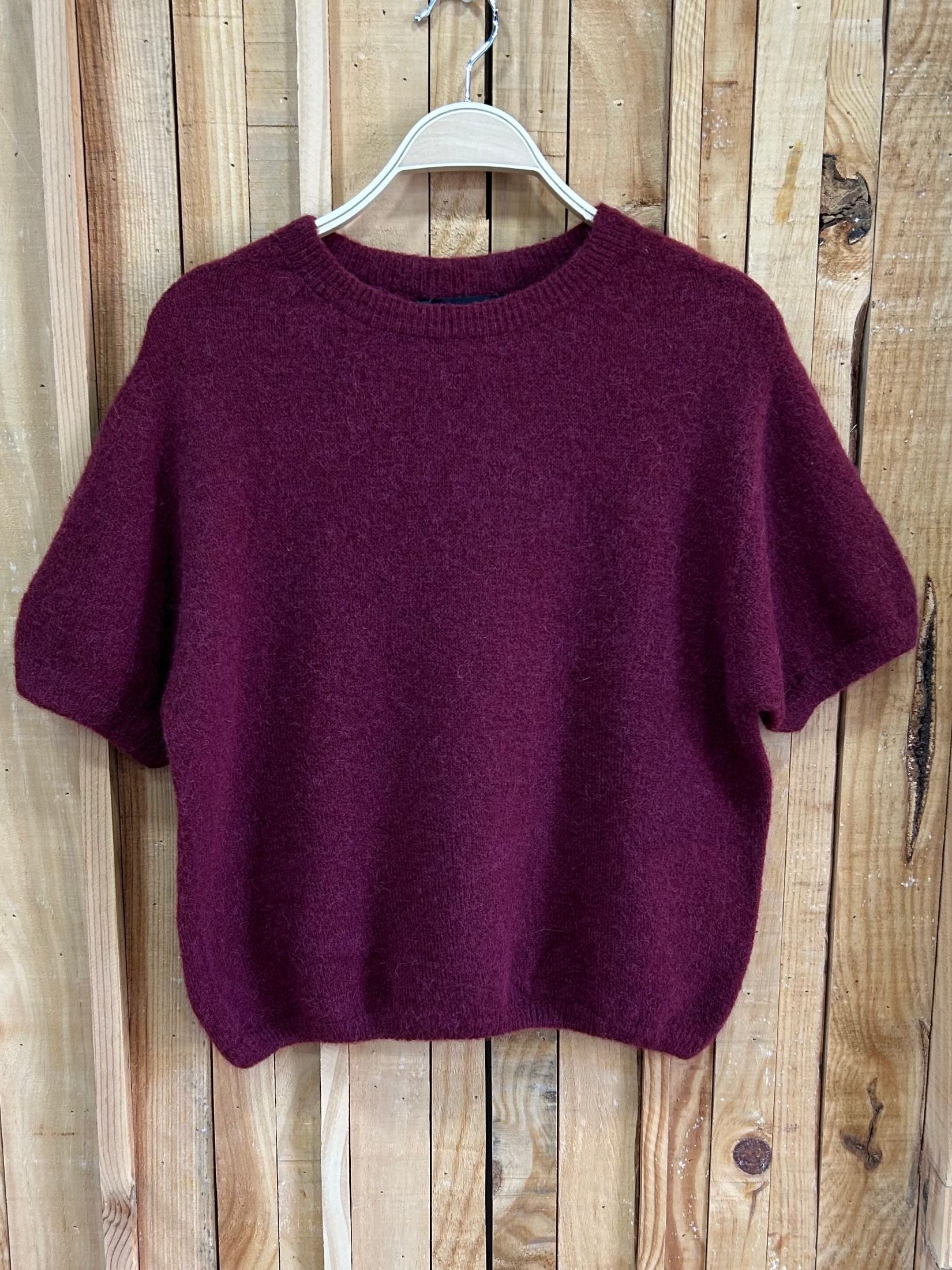 Jersey Lana Baby Alpaca Manga Corta - Vino