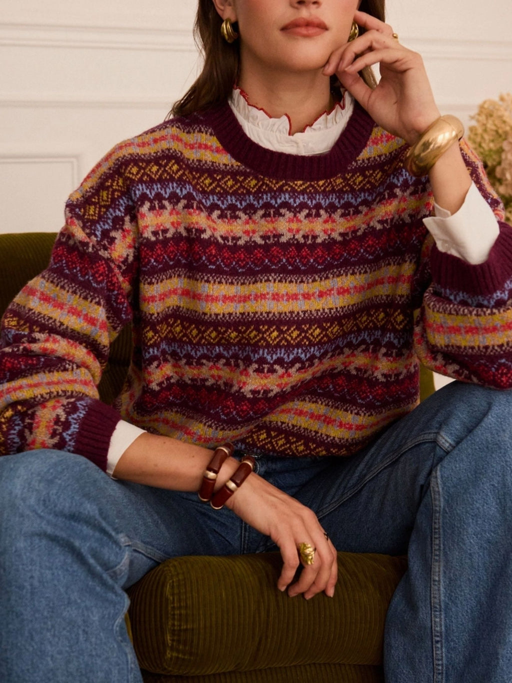 JERSEY GRECAS JACQUARD - GRANATE MULTICOLOR